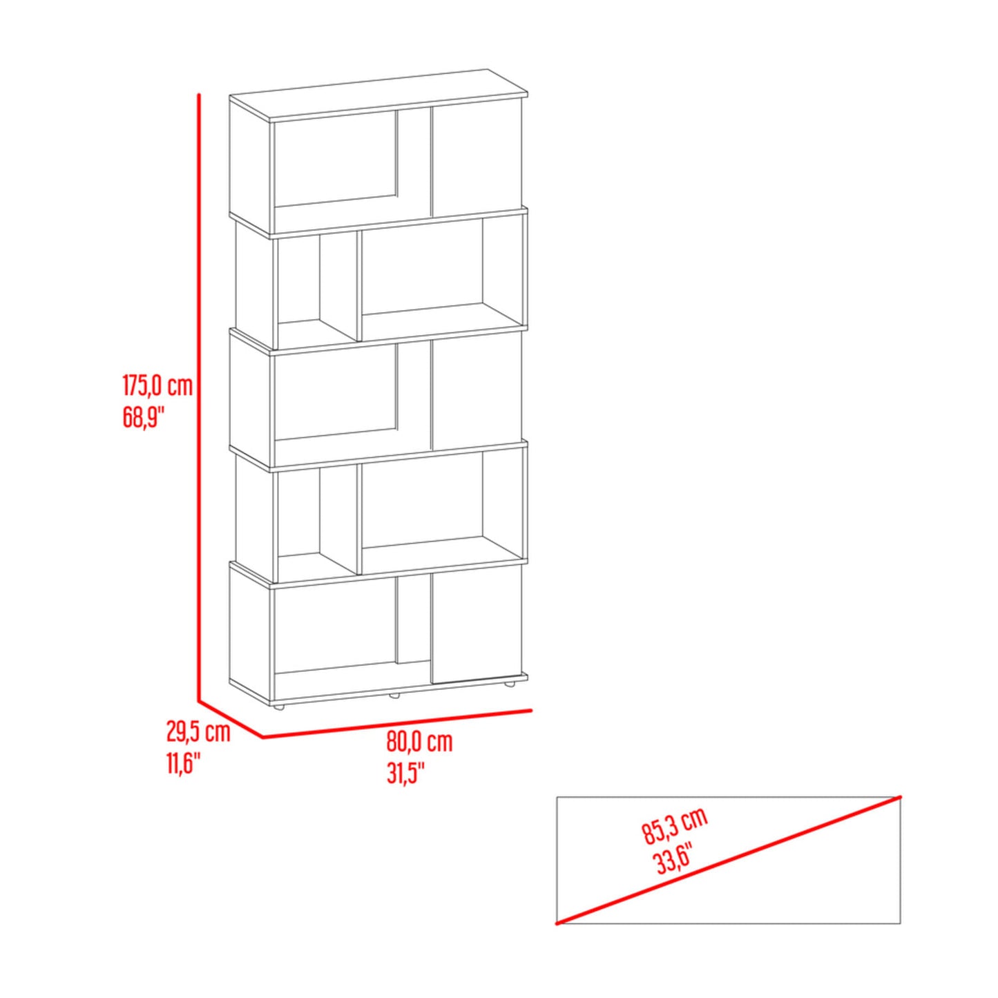 Biblioteca Noah 175X80X29 Rta Wengue Blanco Zf