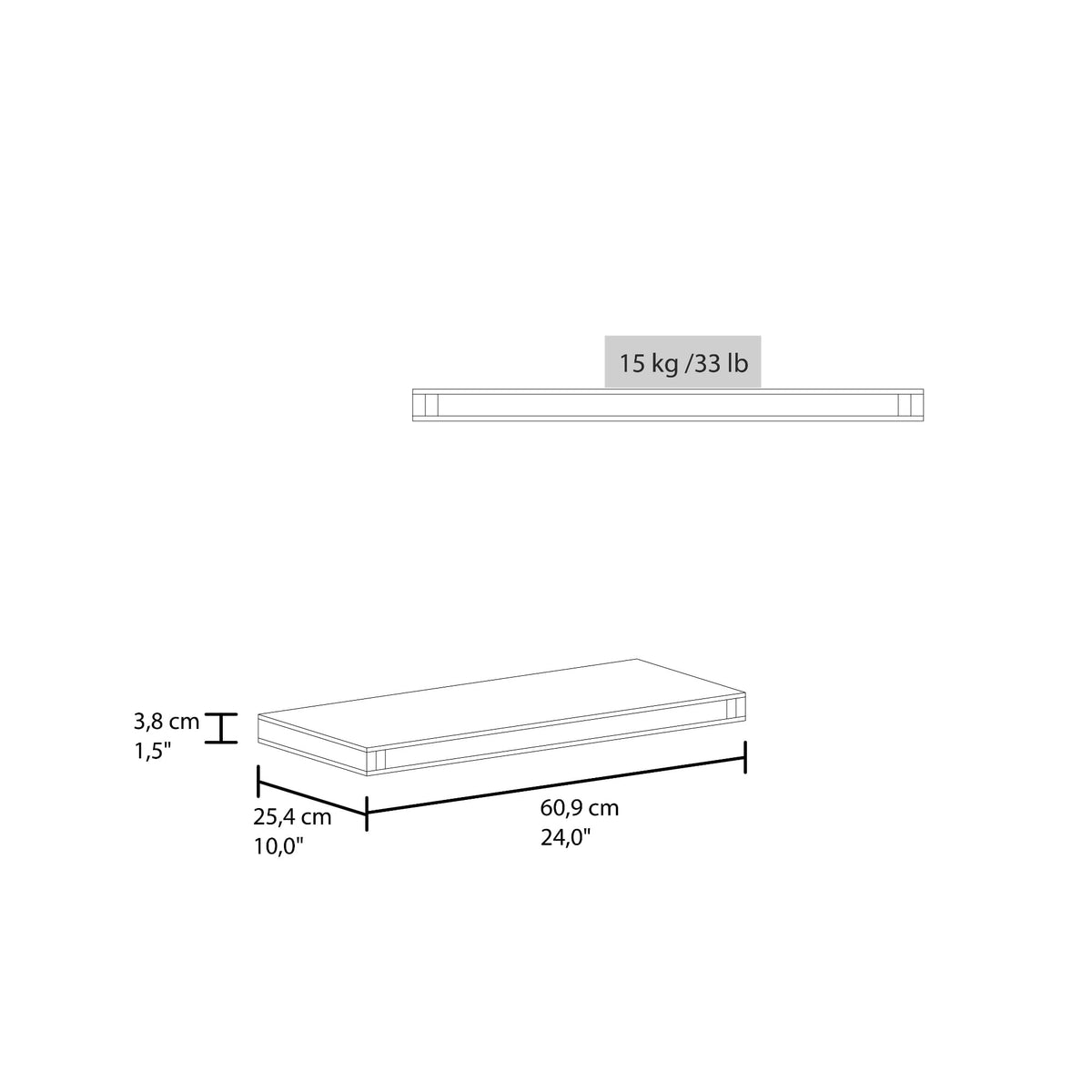 Repisa Shelf 2 Unds 3X60X25 Rta Wengue Zf