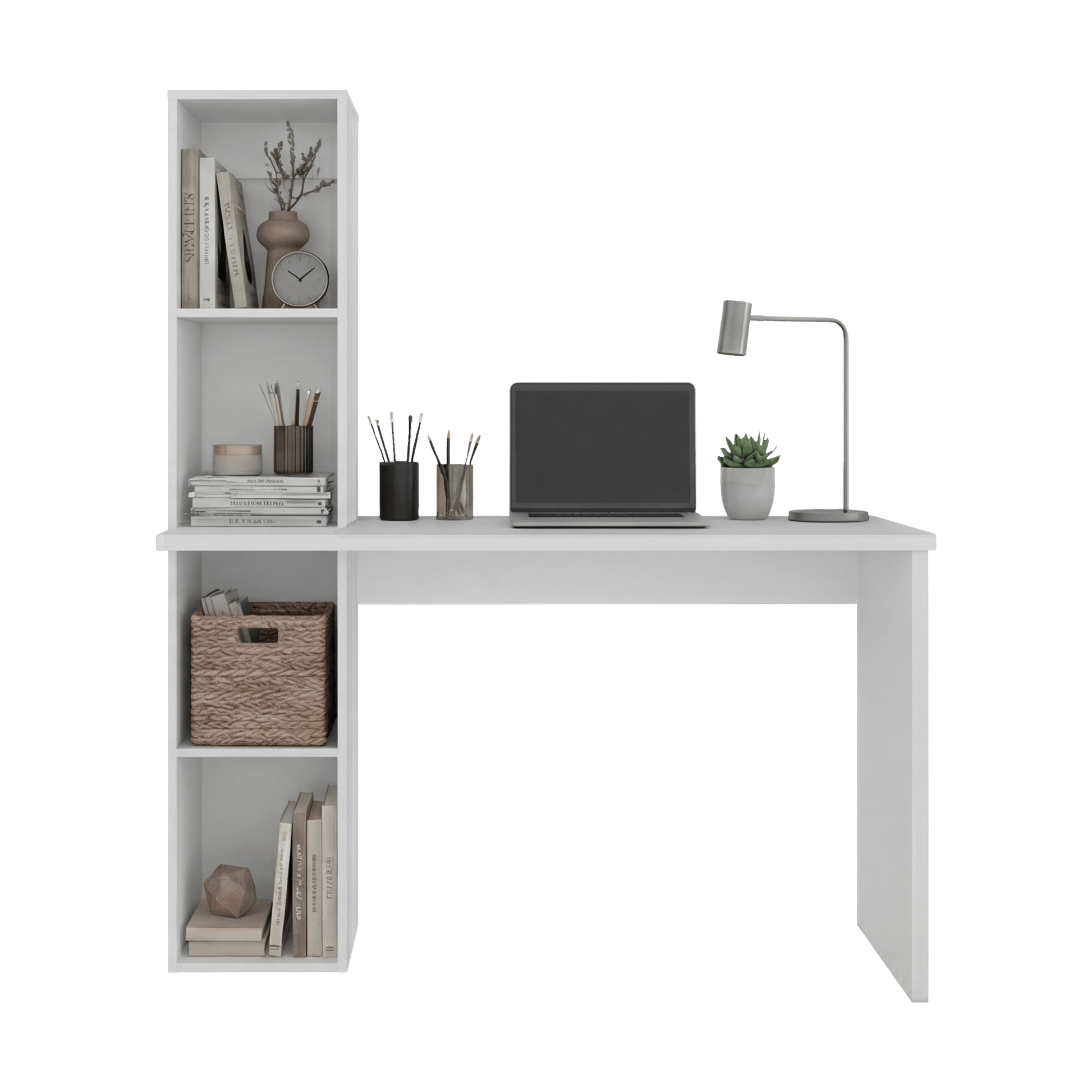 Escritorio Biblioteca Aston 145X120X45 Rta Blanco Zf