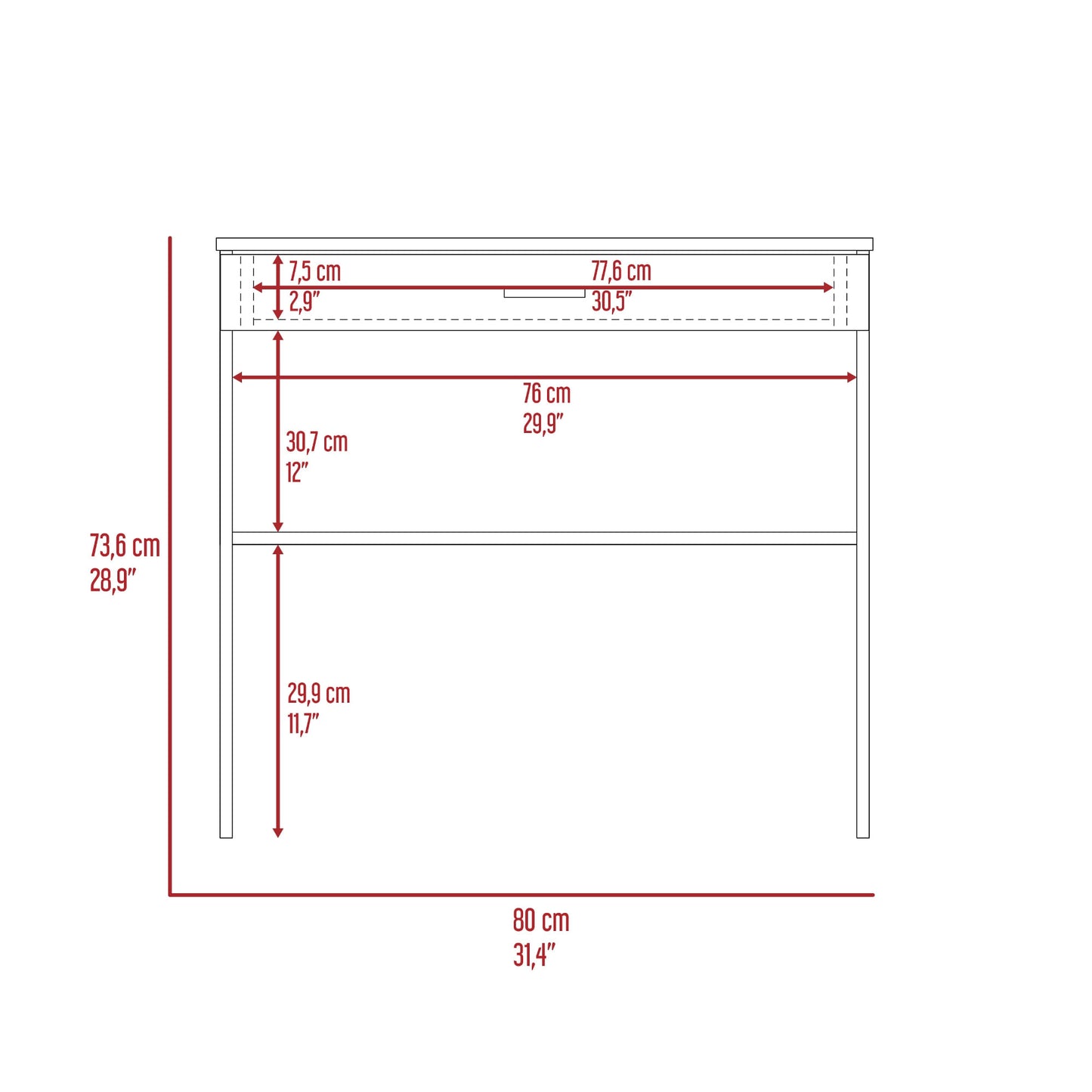 Escritorio 80C 73X80X49 Rta Fresno Wengue