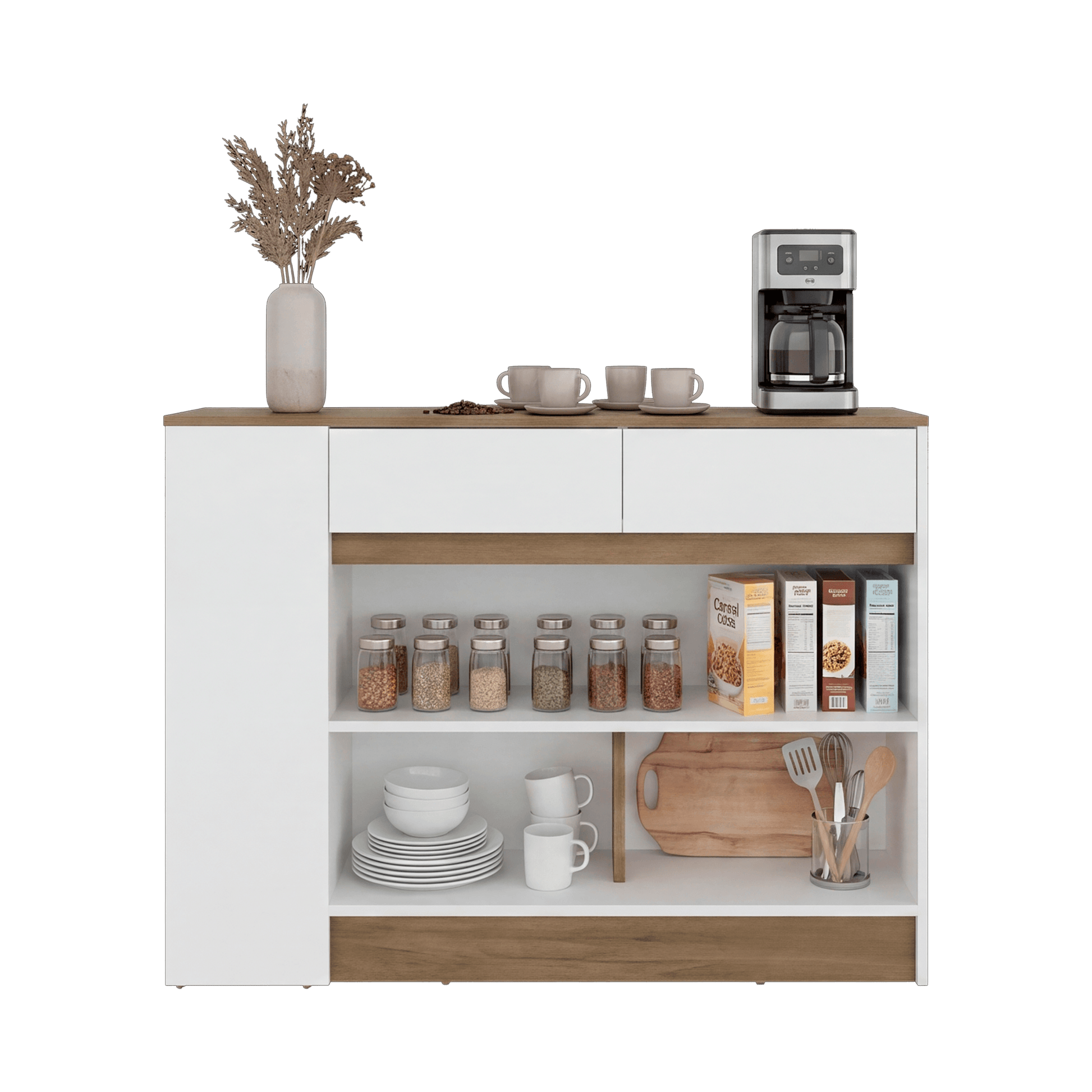 Mueble Auxiliar De Cocina Lynton 82X110X29 Rta Fresno Blanco Zf