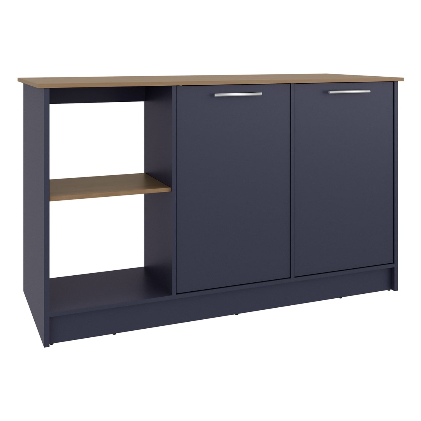 Isla De Cocina Juniper 90X150X64 Rta Azul Fresno Zf