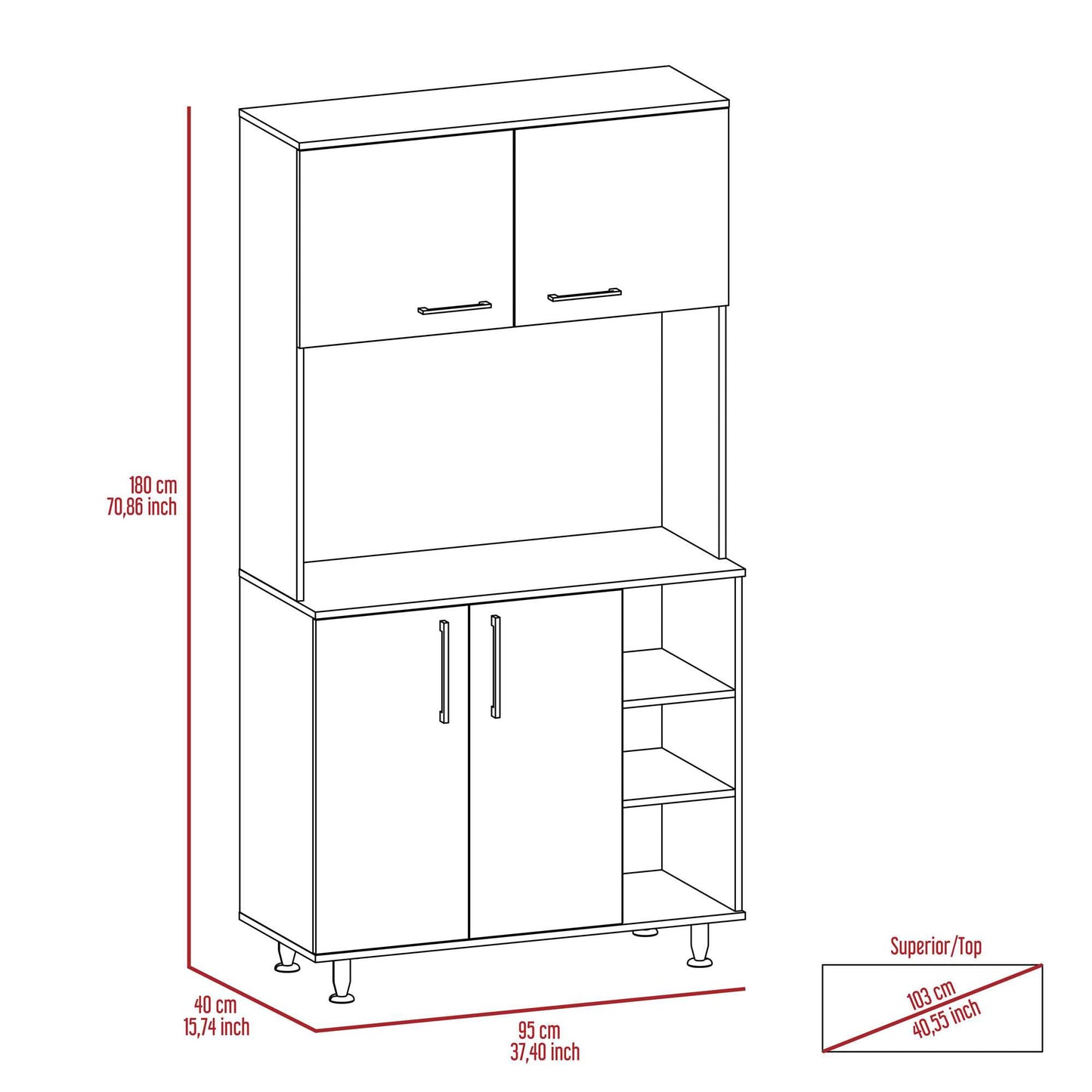 Alacena 95 180X95X40 Rta Blanco Fresno Eu