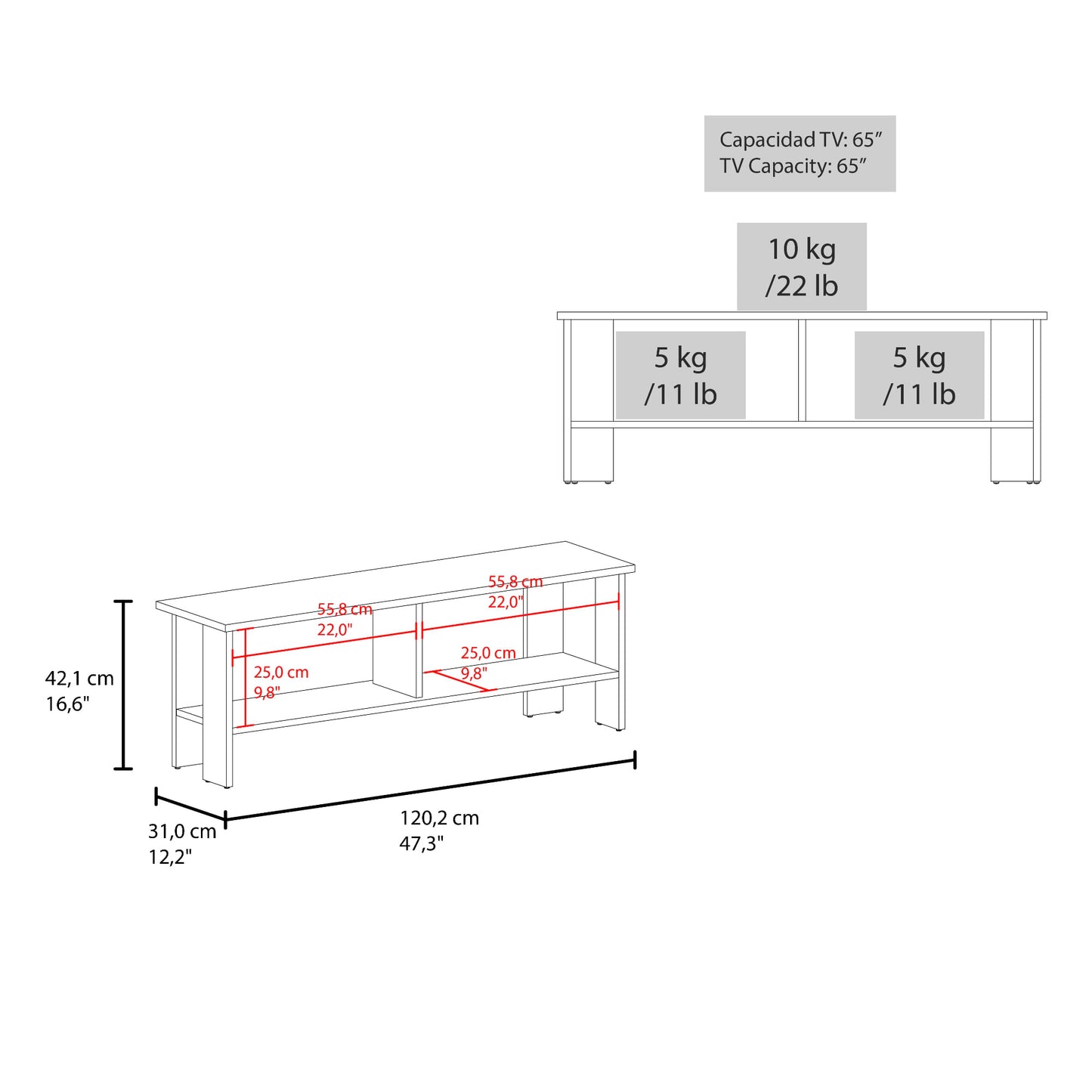 Mesa De Tv Navia 41X120X31 Rta Fresno Eu Zf