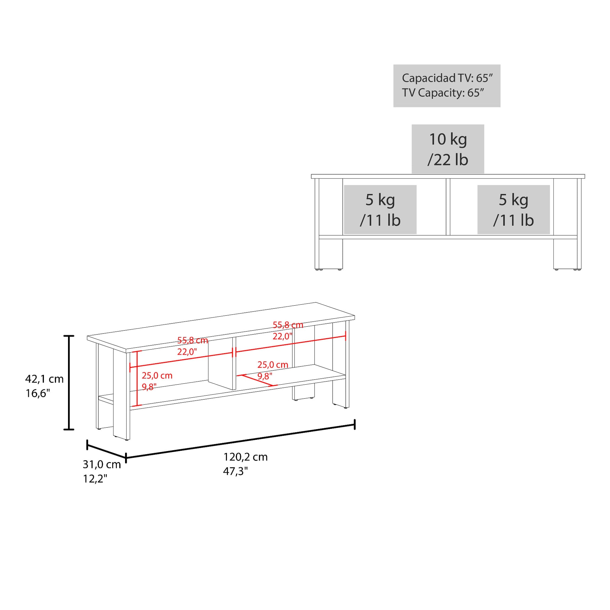 Mesa De Tv Navia 41X120X31 Rta Fresno Eu Zf