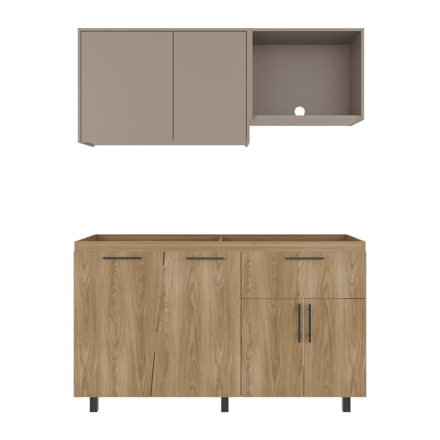Cocina Emilia Para Mesón Izquierdo 210X150X51 Rta Fresno Eu Taupe