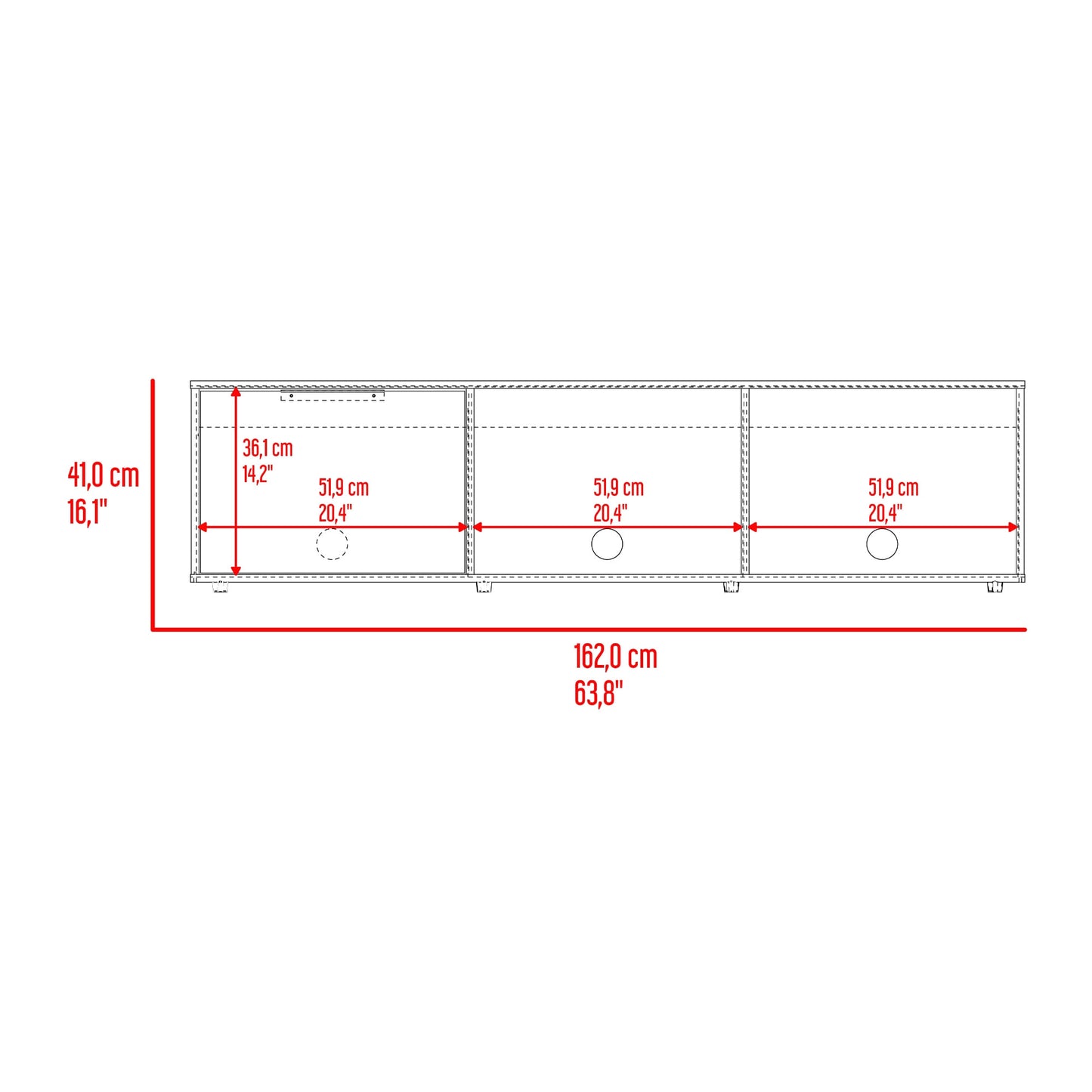 Rack De Tv 65" Dorne 41X162X35 Rta Avellana