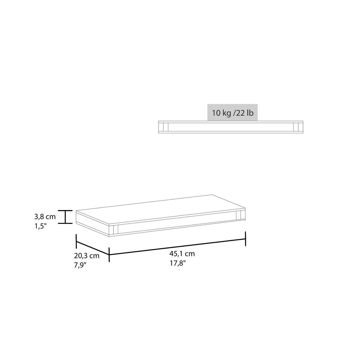 Repisa Flotante Shelf 2 Unds 3X45X20 Rta Wengue Zf