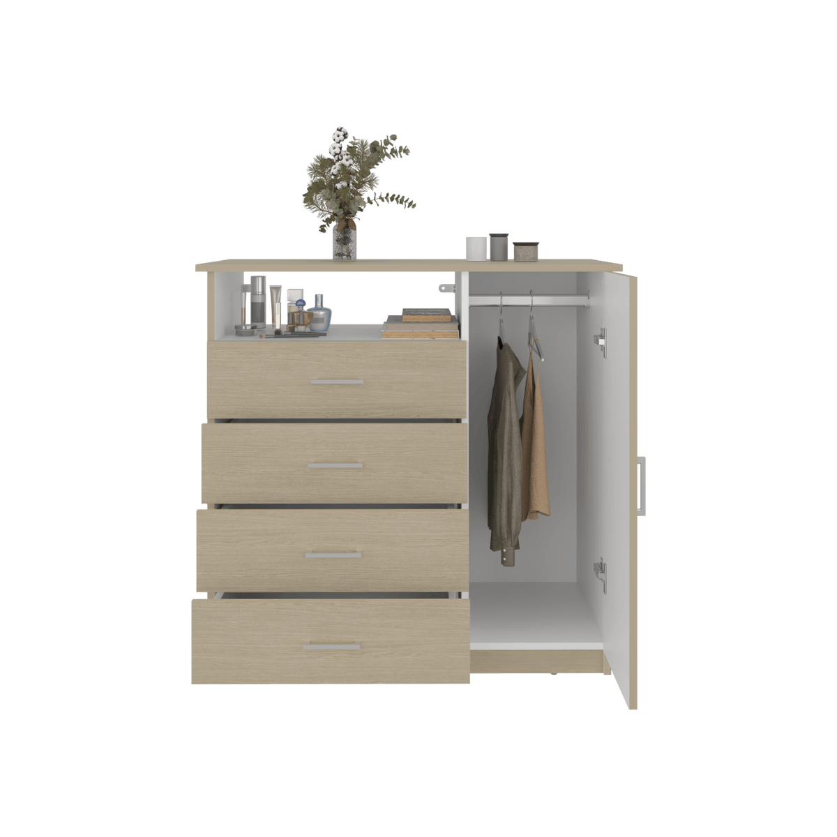 Comoda 4 Cajones Z 91 Rta Rovere + Blanco N/A