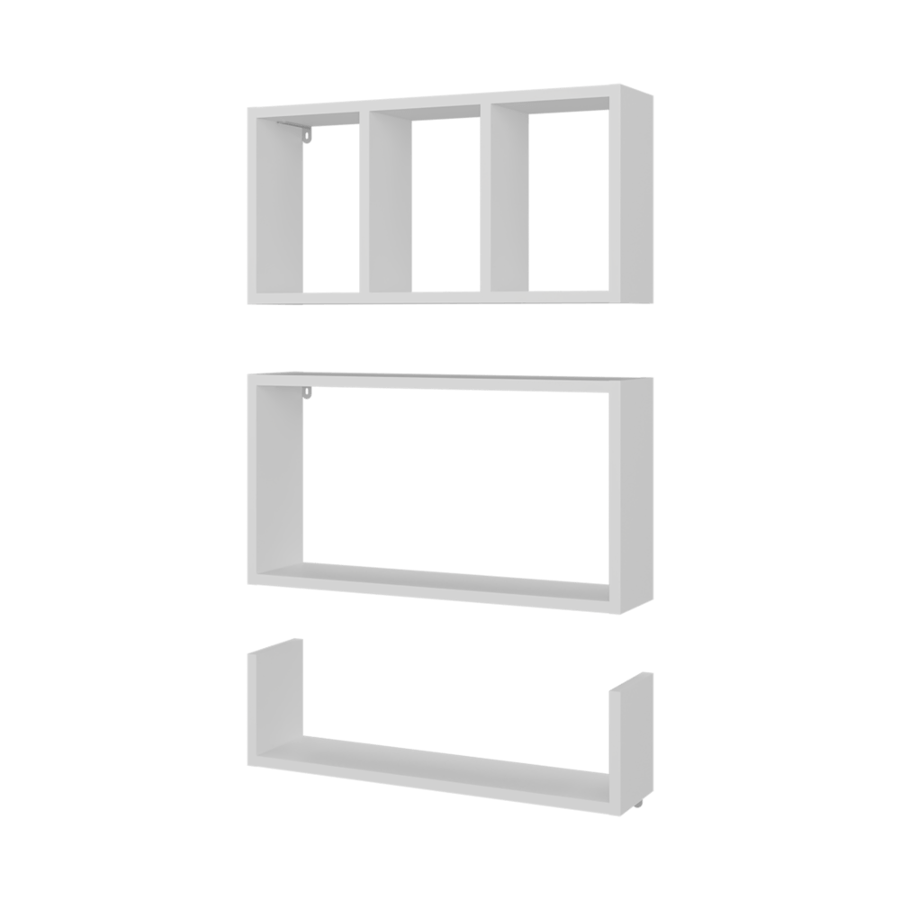 Estante De Pared Set 3 Trego 74X56X12 Rta Blanco Zf