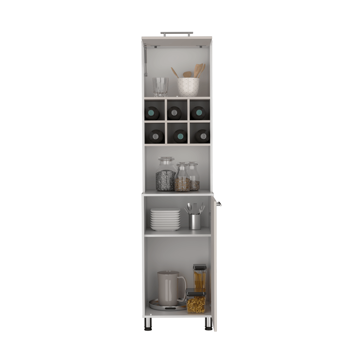 Mueble Alacena Attica 204X50X49 Rta Blanco Mqz + Capri