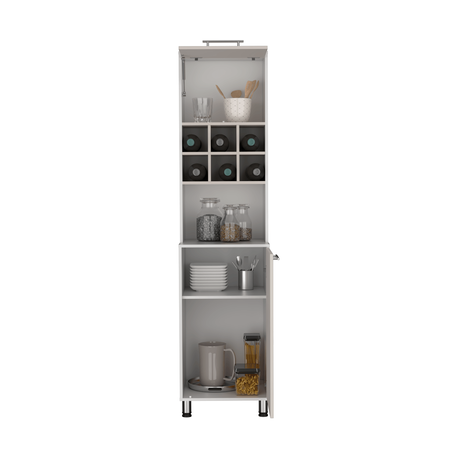 Mueble Alacena Attica 204X50X49 Rta Blanco Mqz + Capri