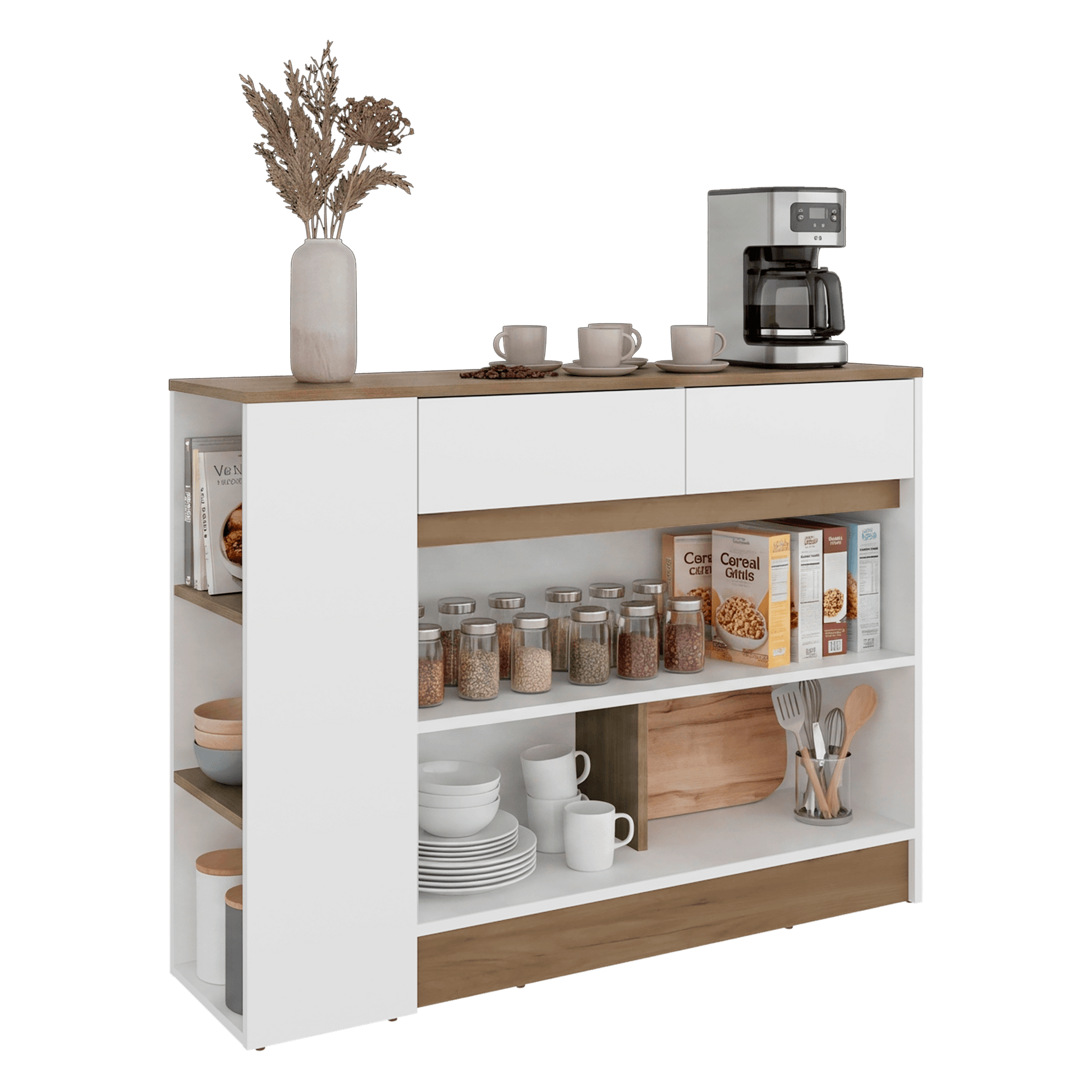 Mueble Auxiliar De Cocina Lynton 82X110X29 Rta Fresno Blanco Zf