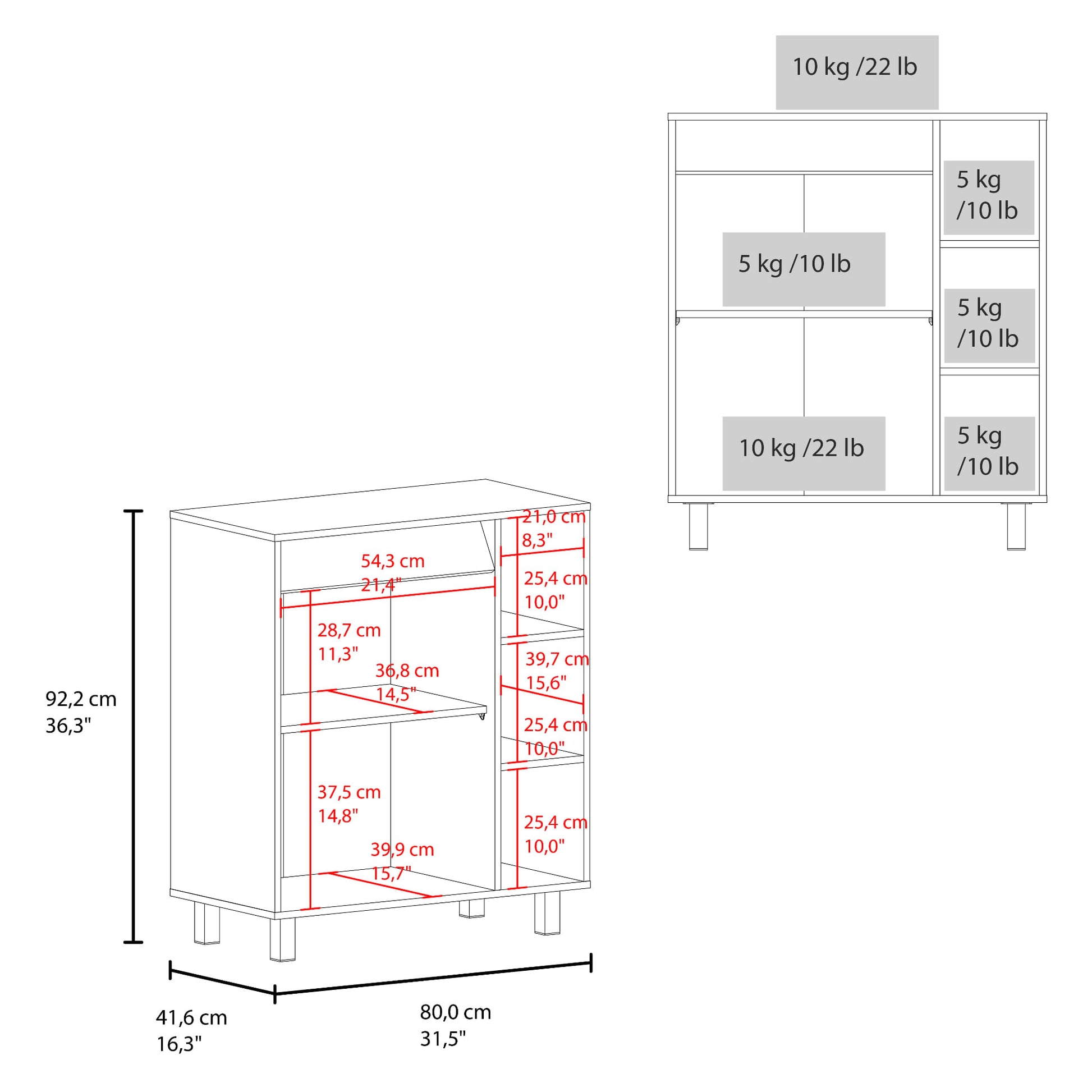 Mueble Microondas Cesena 92X80X41 Rta Blanco Zf