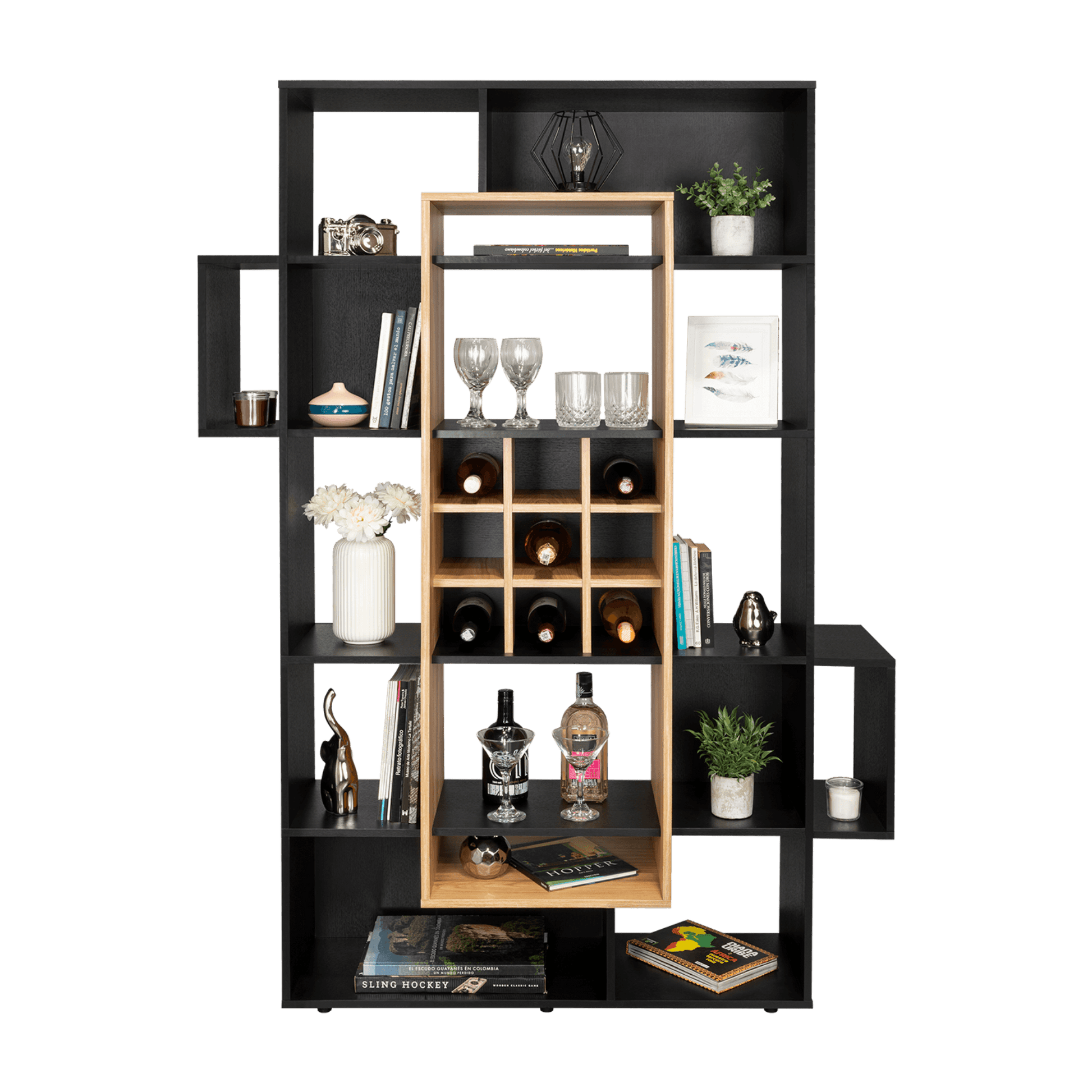 Biblioteca Bar Asimetrica Simba 180X128X38 Rta Wengue Fresno
