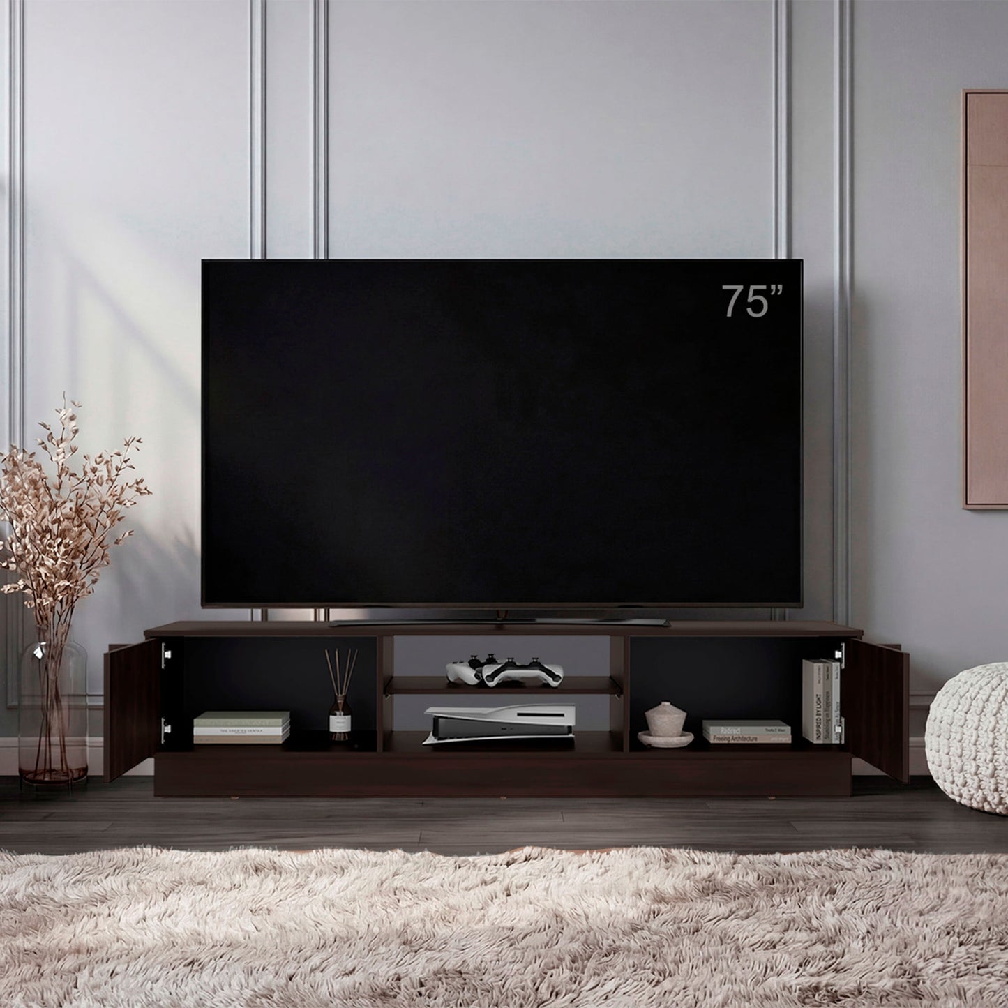 Rack De Tv Caoba 42X180X42 Rta Nogal Zf
