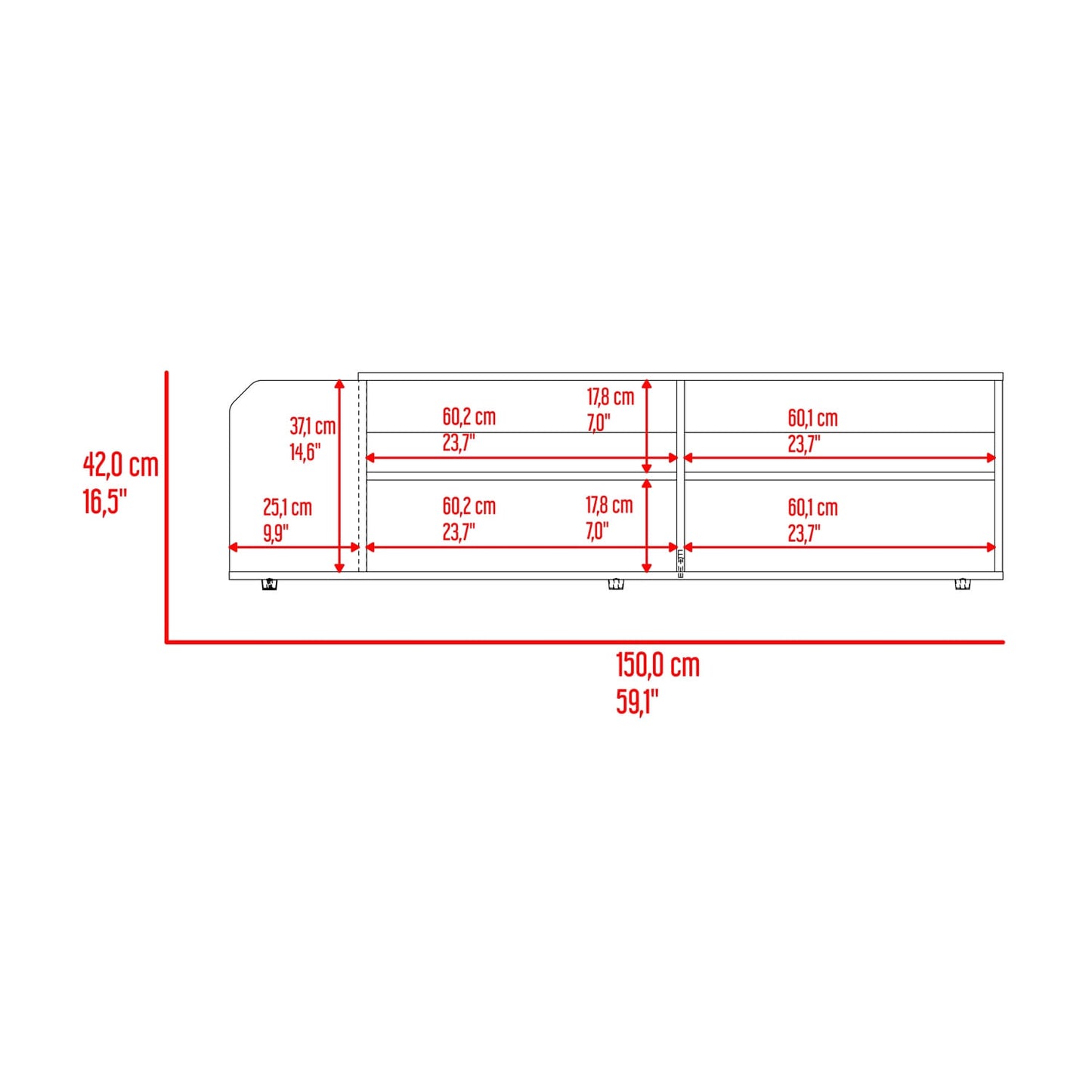 Rack Para Tv Solene 42X150X35 Rta Fresno Plomo