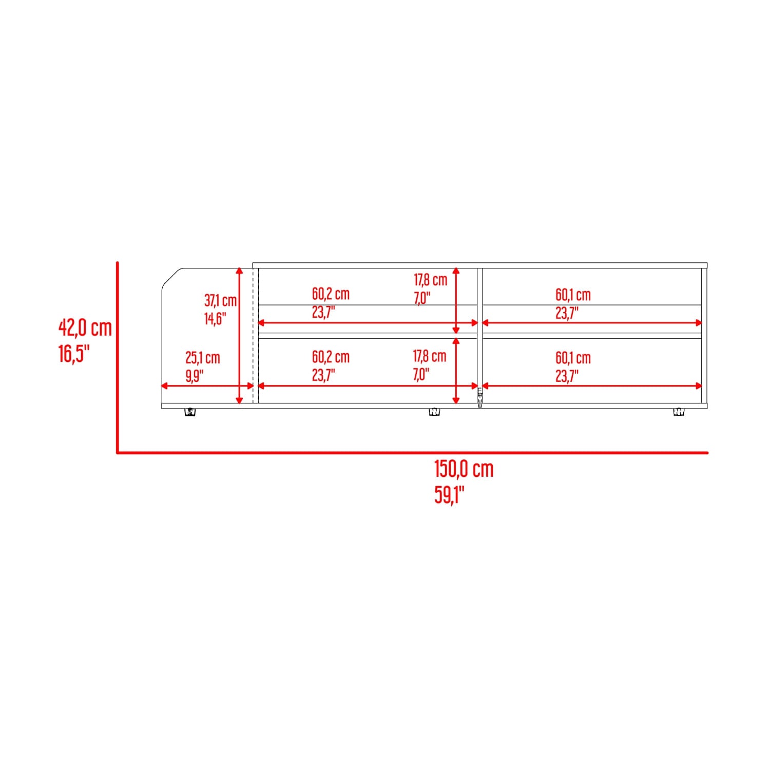 Rack Para Tv Solene 42X150X35 Rta Fresno Plomo
