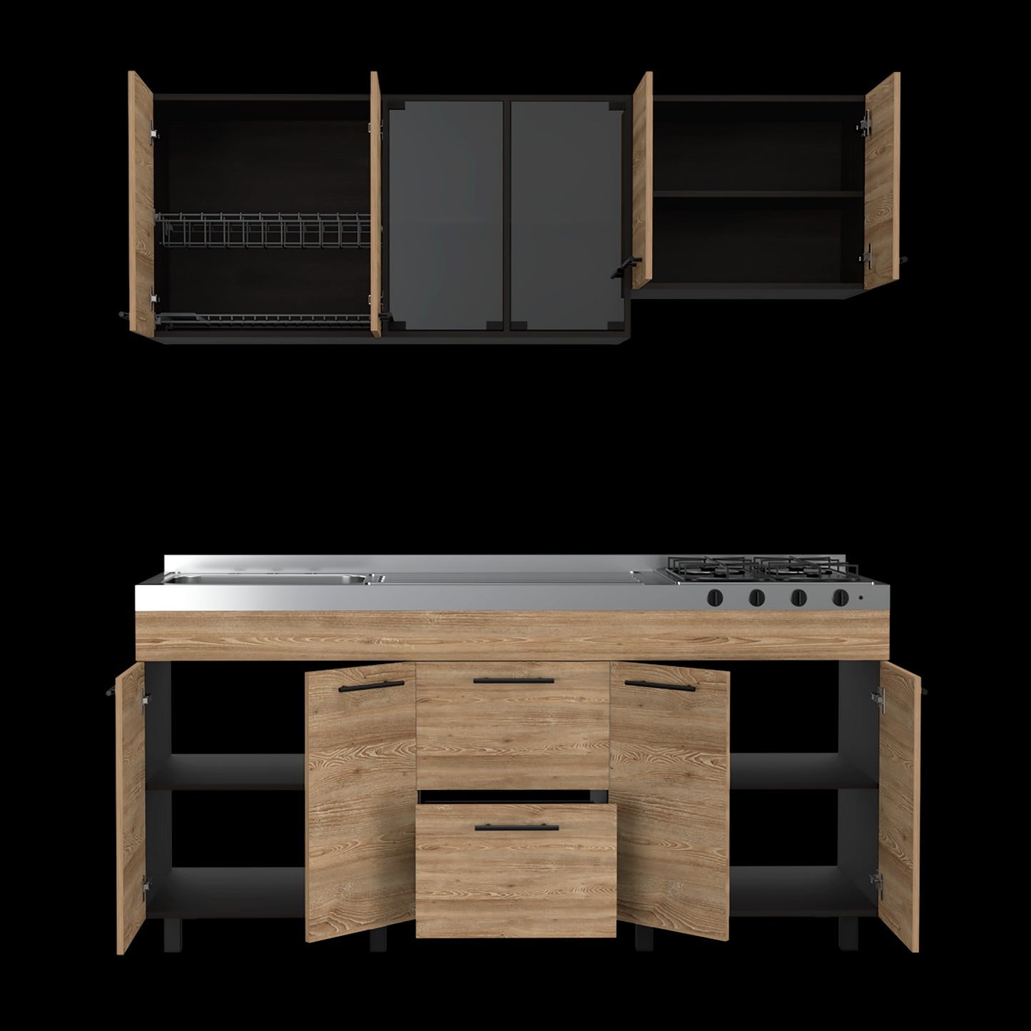 Cocina De 180 Luna Rta Wengue + Miel