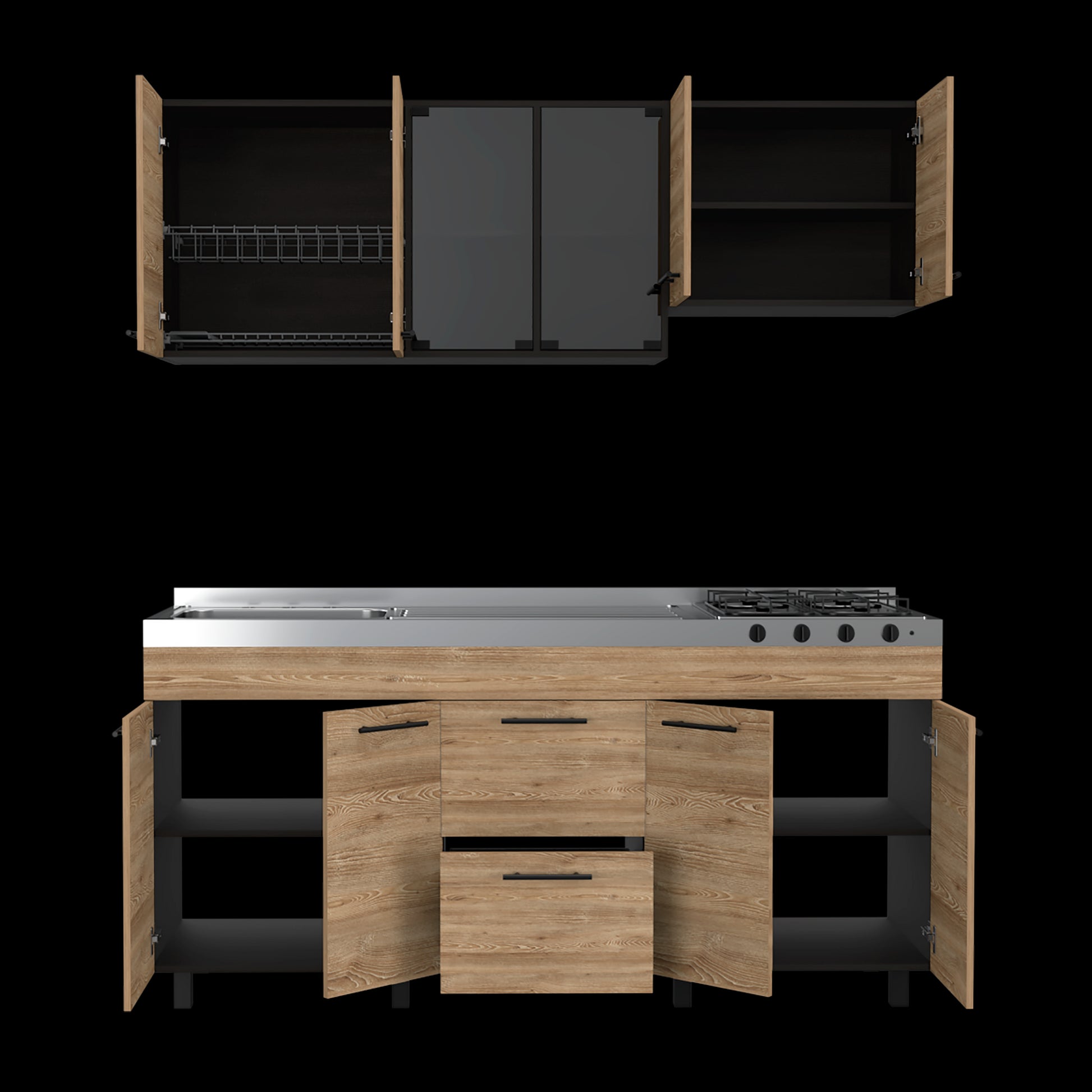Cocina De 180 Luna Rta Wengue + Miel