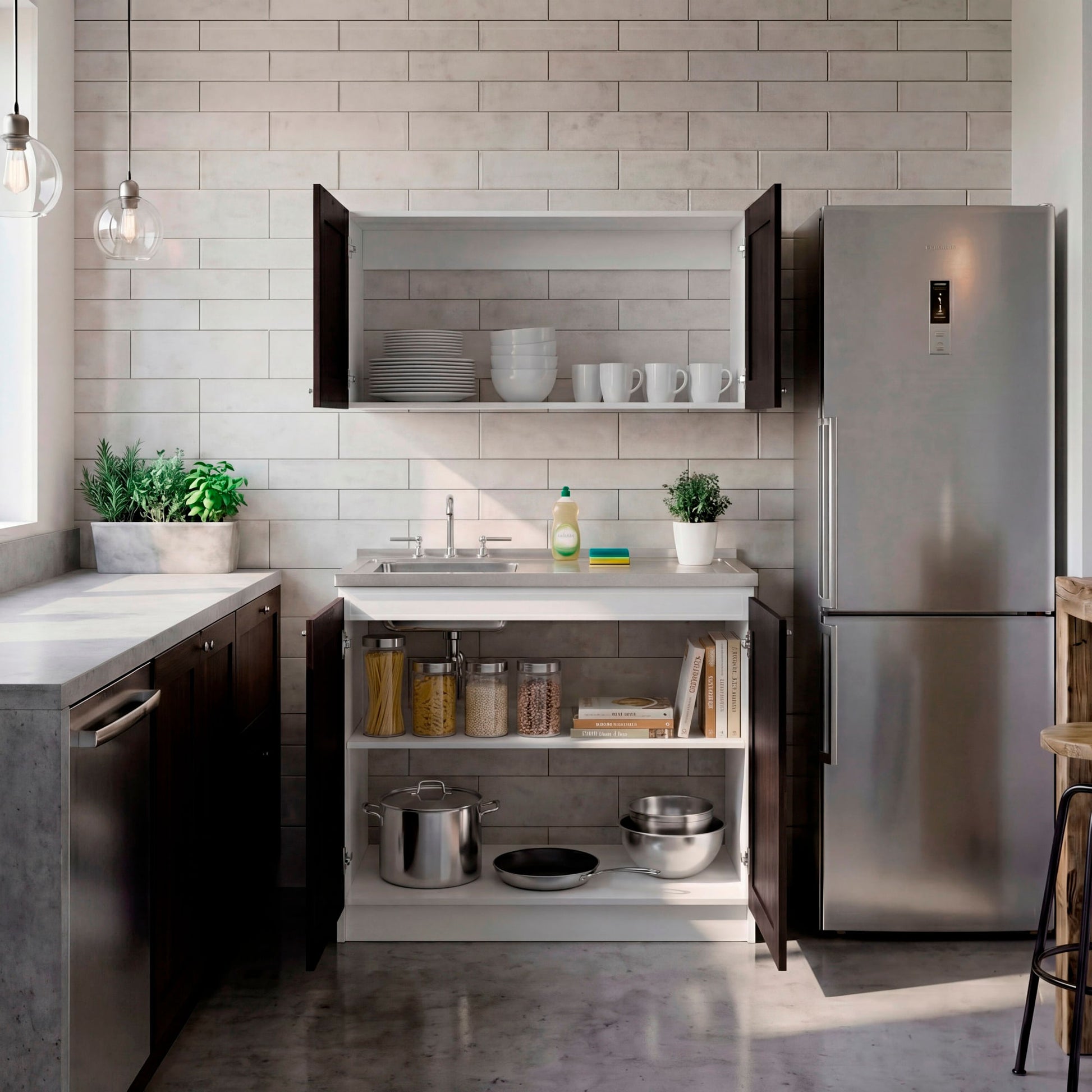 Cocina Zurich 49X100X32 Rta Blanco Nogal Zf