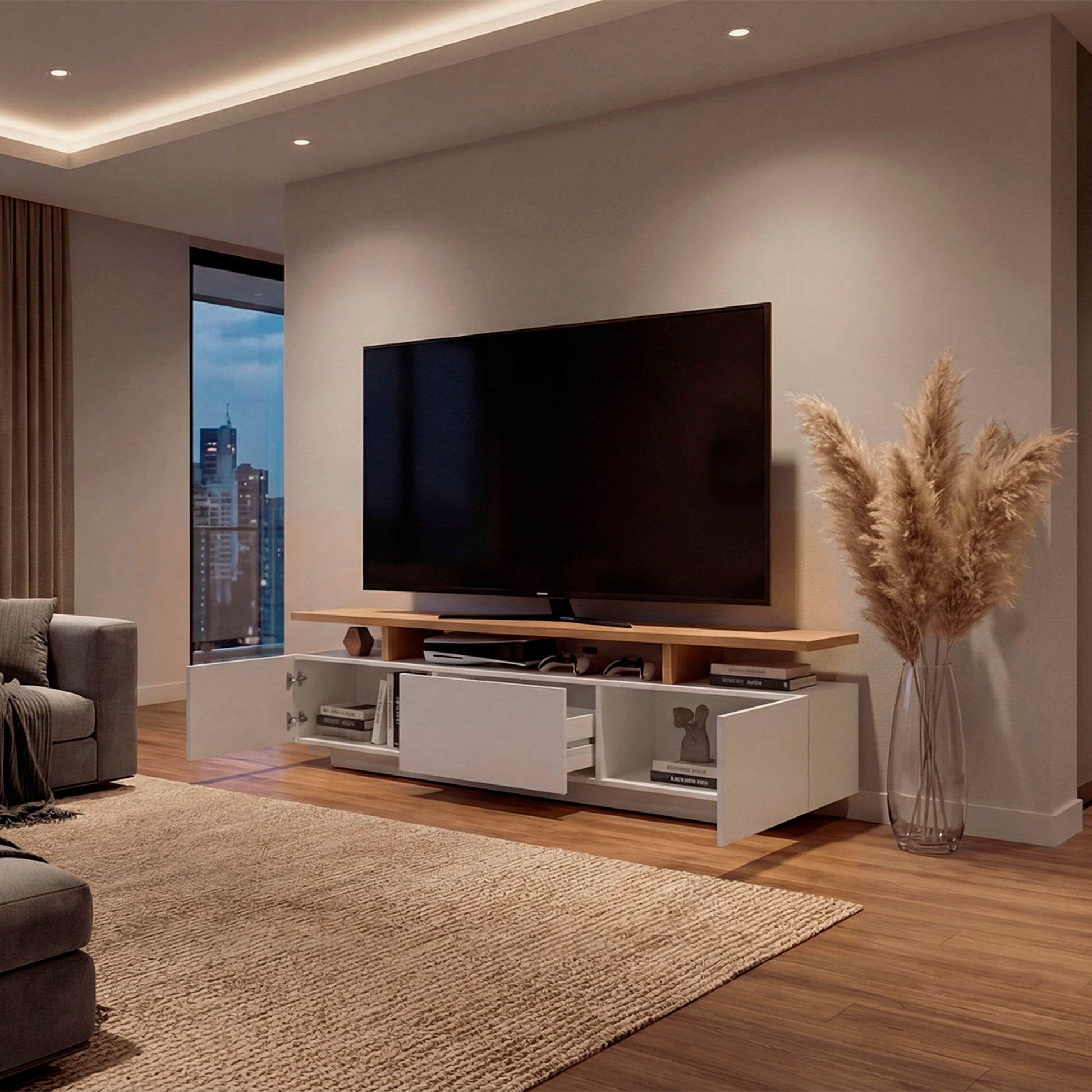 Rack Tv Serena 51X180X40 Rta Blanco Mqz Fresno