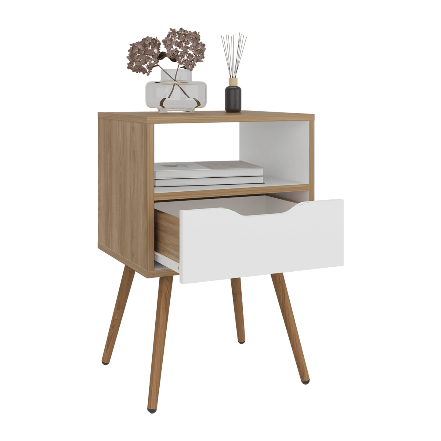 Mesa De Noche Otom 1Cajon Rta Fresno Blanco