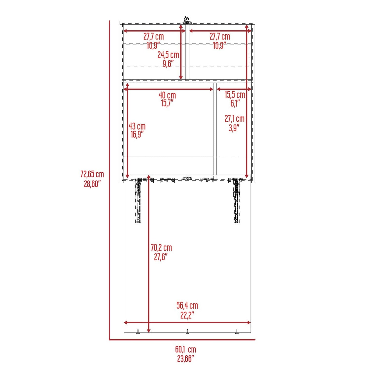 Escritorio Plegable Klapar 72X60X19 Rta Bardolino Zf