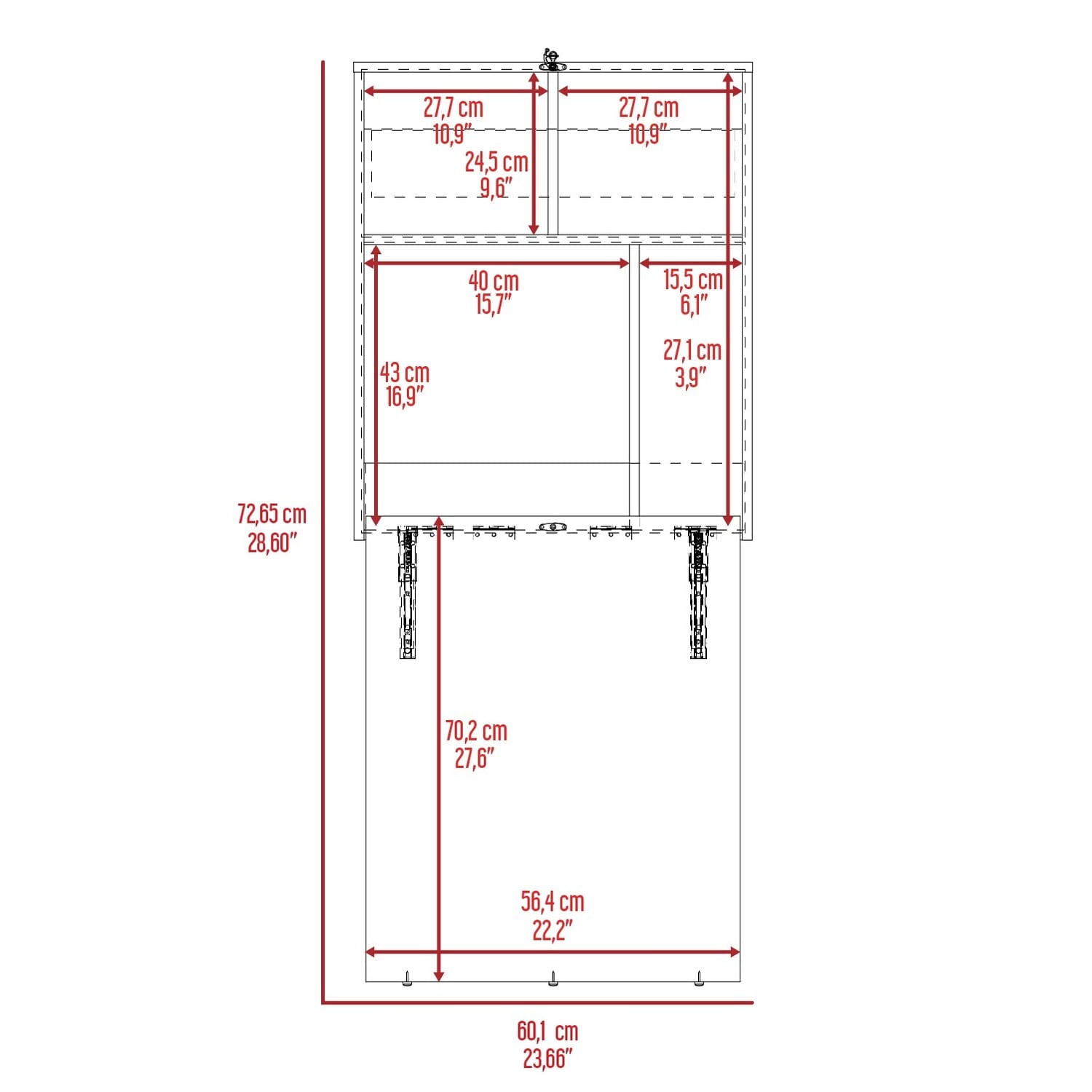 Escritorio Plegable Klapar 72X60X19 Rta Bardolino Zf