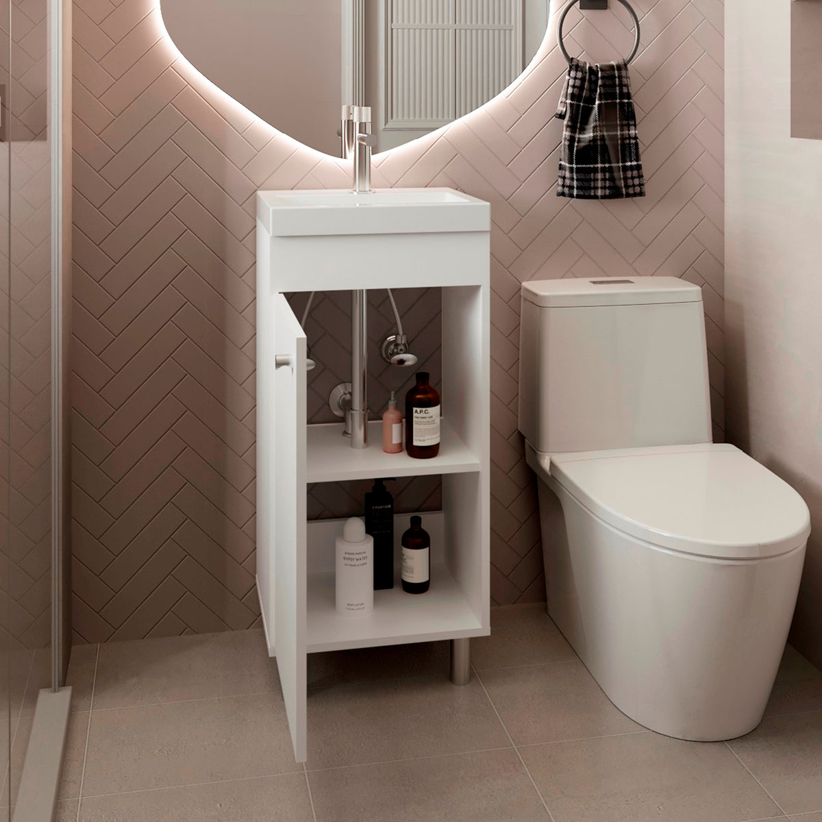 Mueble De Baño Rivera  84X40X32 Rta Blanco Mqz Zf N/A