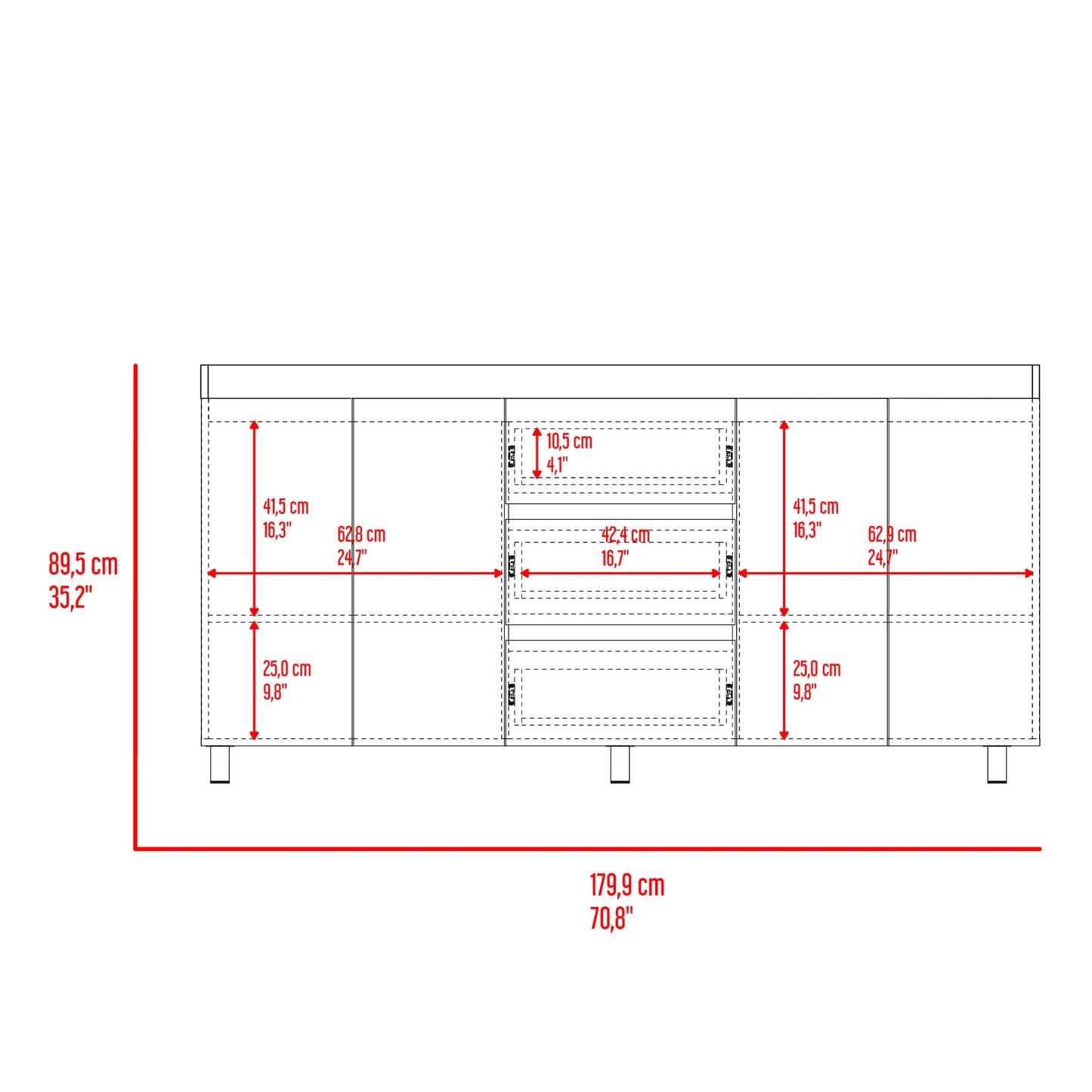 Mueble Inferior Cocina 180 Boreal 89X179X49 Rta Blanco Mqz Fresno Eu