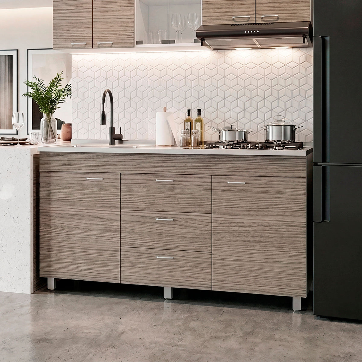 Mueble Inferior De Cocina Izq Lumina 84X150X52 Rta Blanco Positano