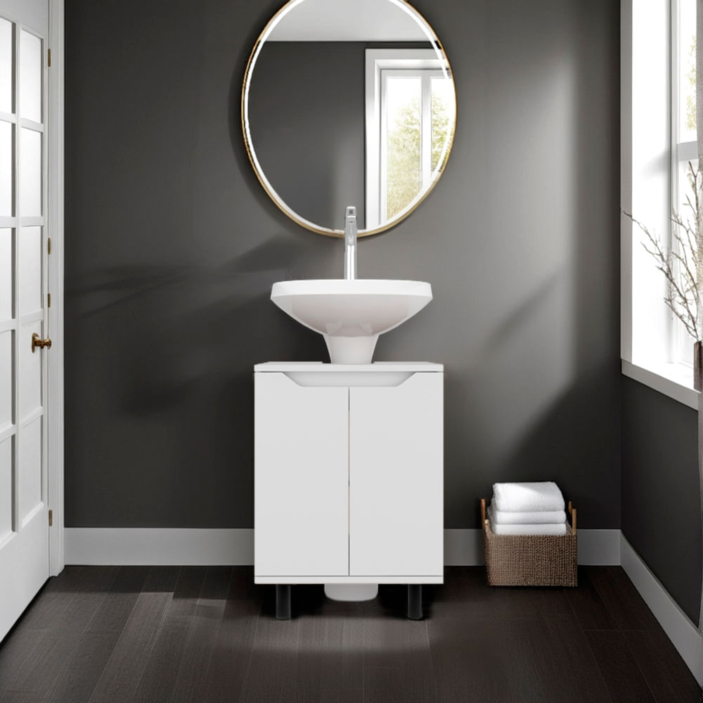 Mueble Lavamos De Pedestal Marlo 63X55X41 Rta Blanco Zf