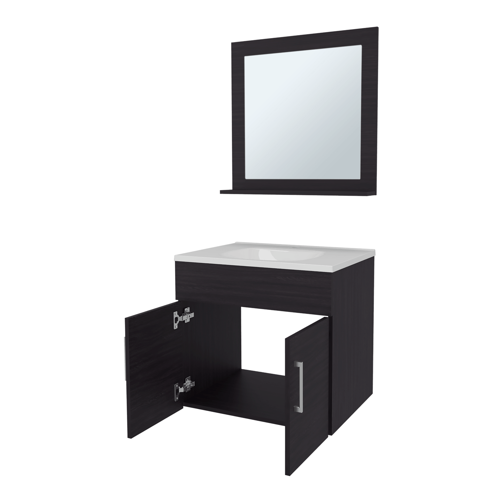 Set Mueble De Baño Blake + Espejo 53X61X45 Rta Wengue Zf