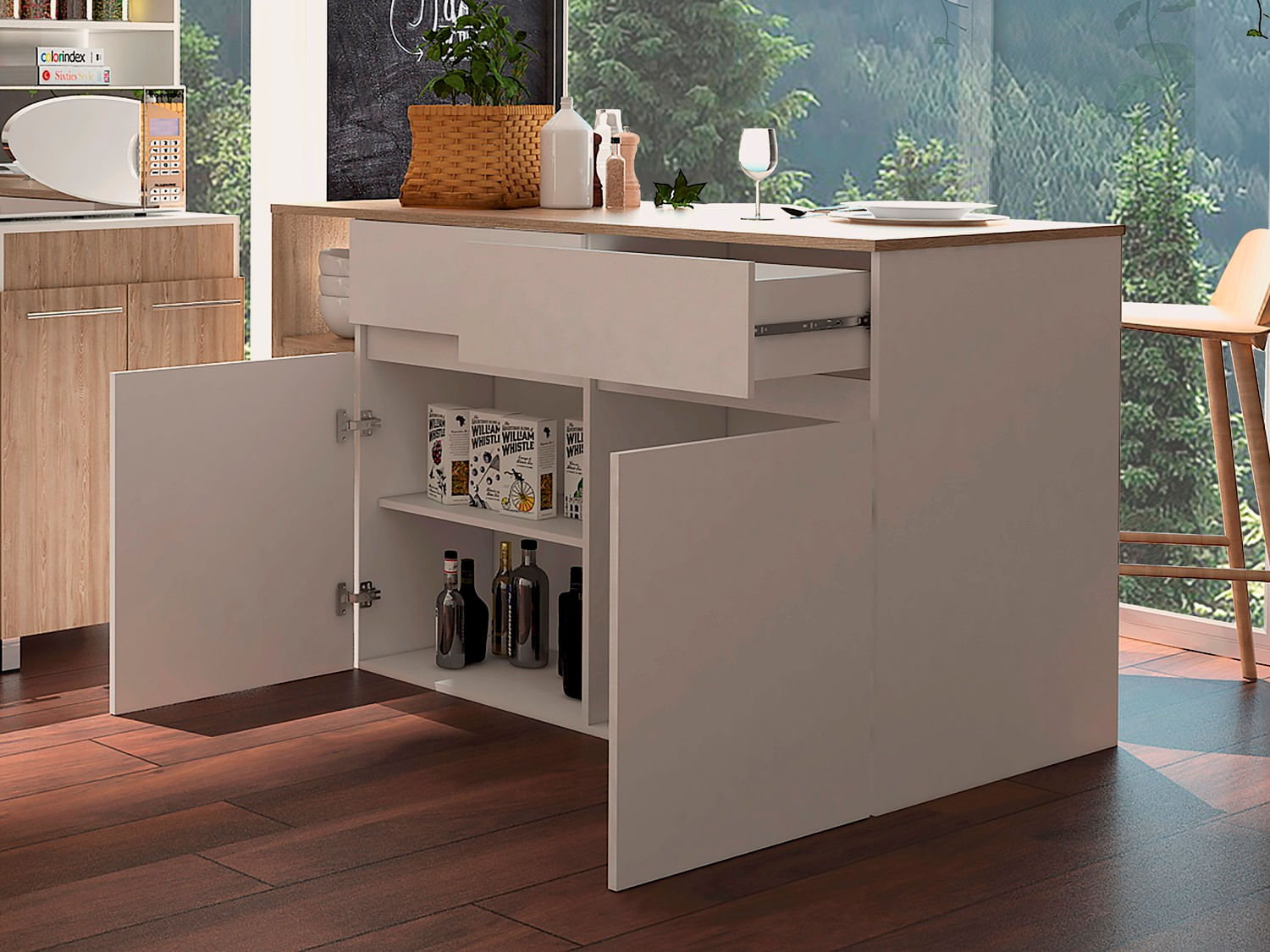 Barra Cocina Bari Rta Miel + Blanco
