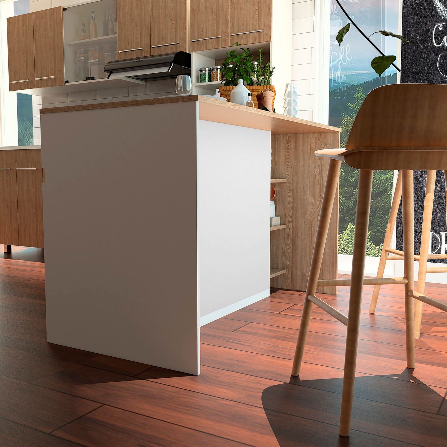 Barra Cocina Bari Rta Miel + Blanco