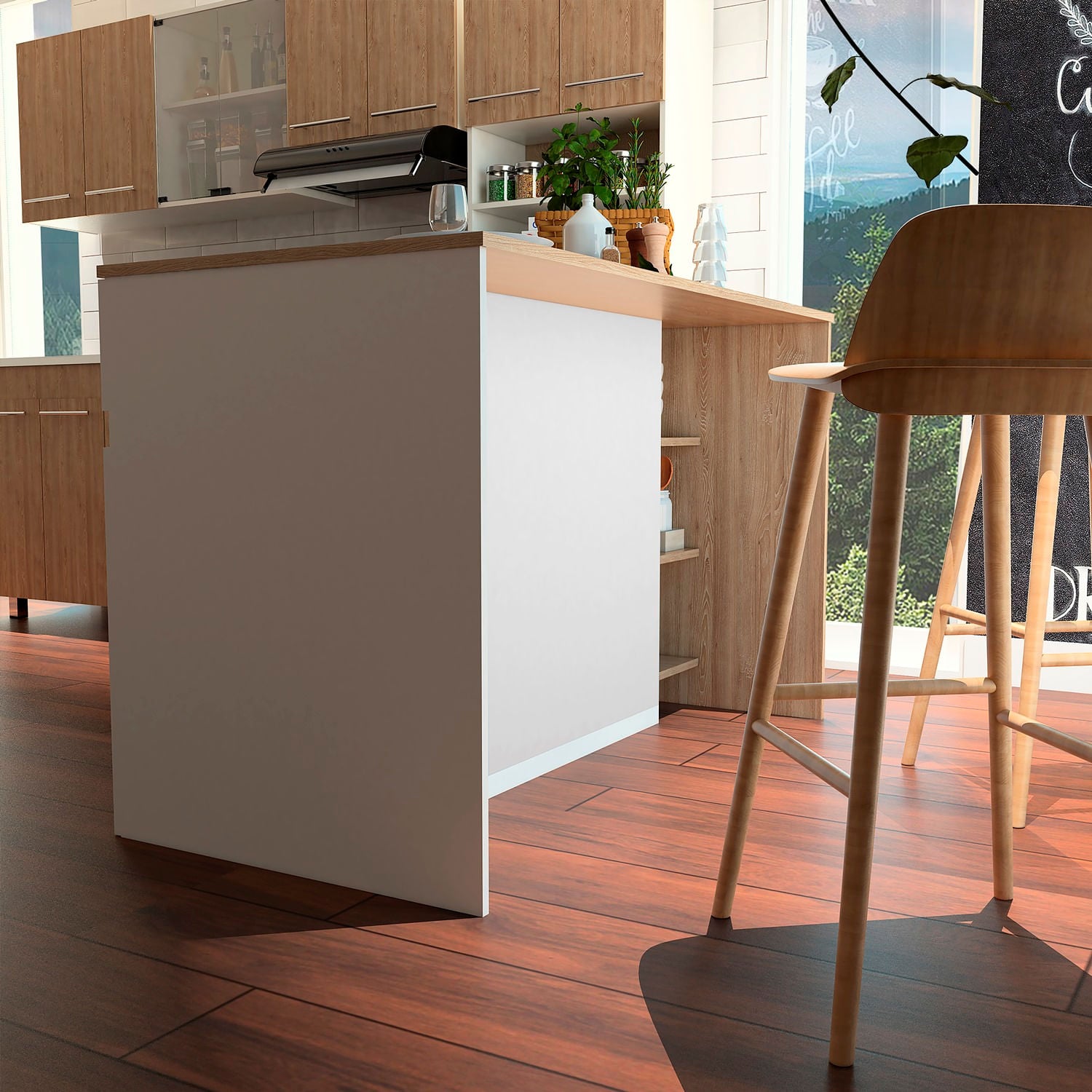 Barra Cocina Bari Rta Miel + Blanco