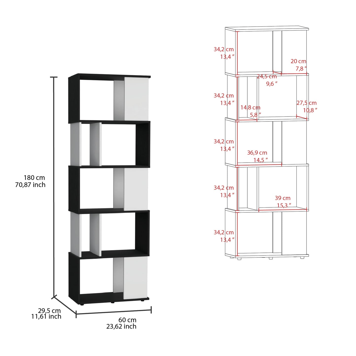 Biblioteca Noah Shelving 180X60 Rta Wengue Blanco