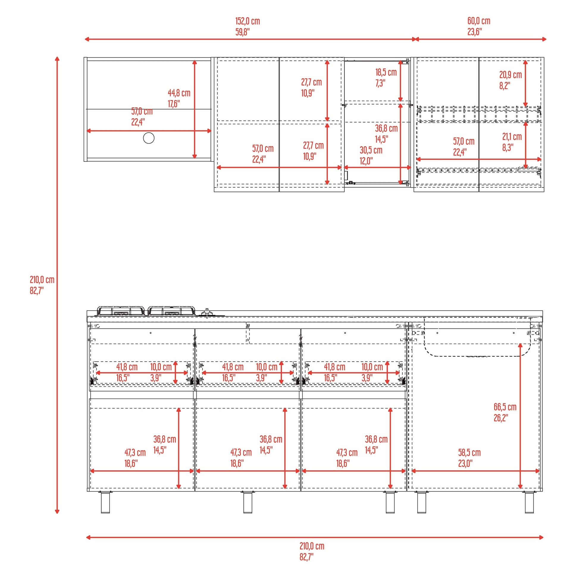 Cocina Lirio 210 Izquierda 210X212X52 Rta Fresno Eu