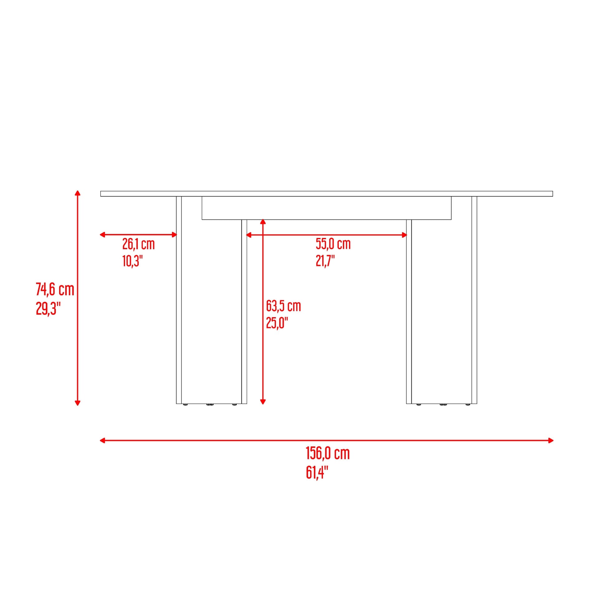 Comedor Ted 74X156X80 Rta Fresno