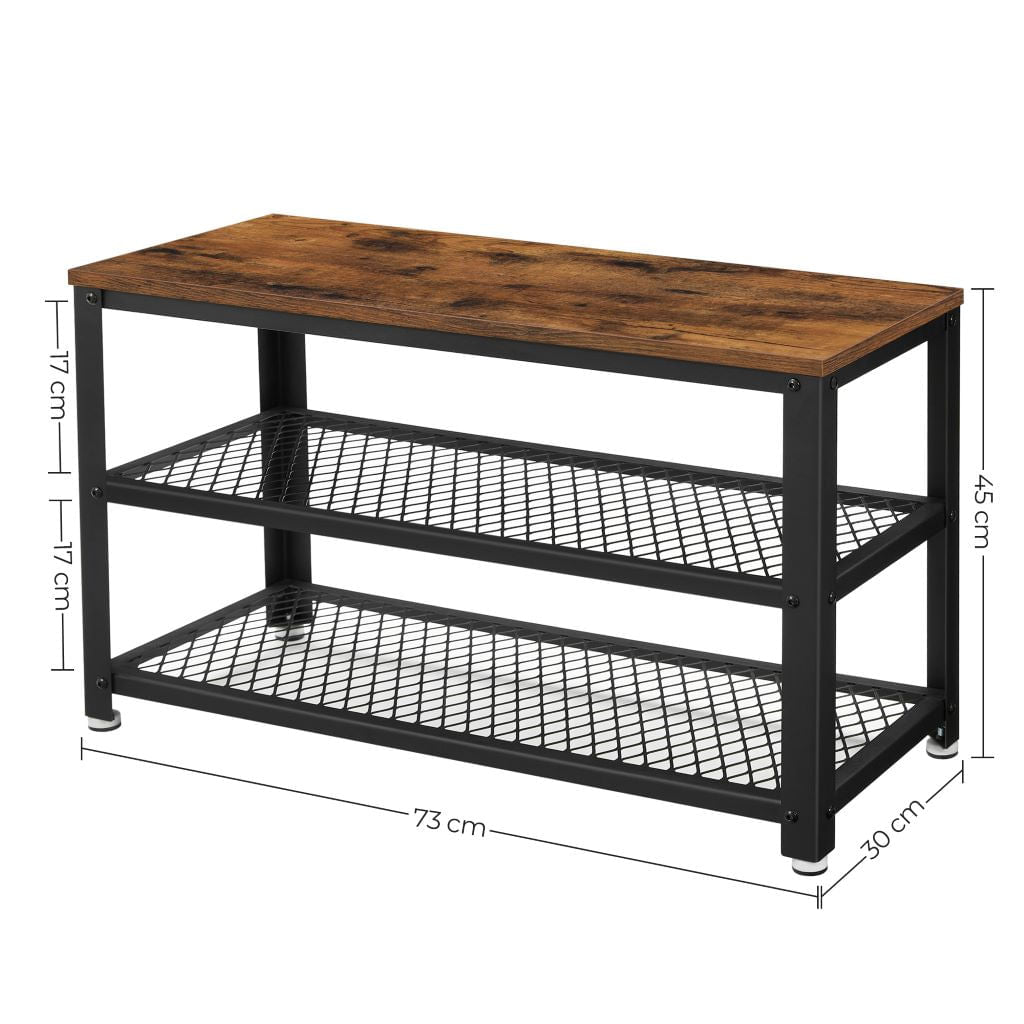 Mesa Auxiliar Zapatero Metalico Café Rustico Negro