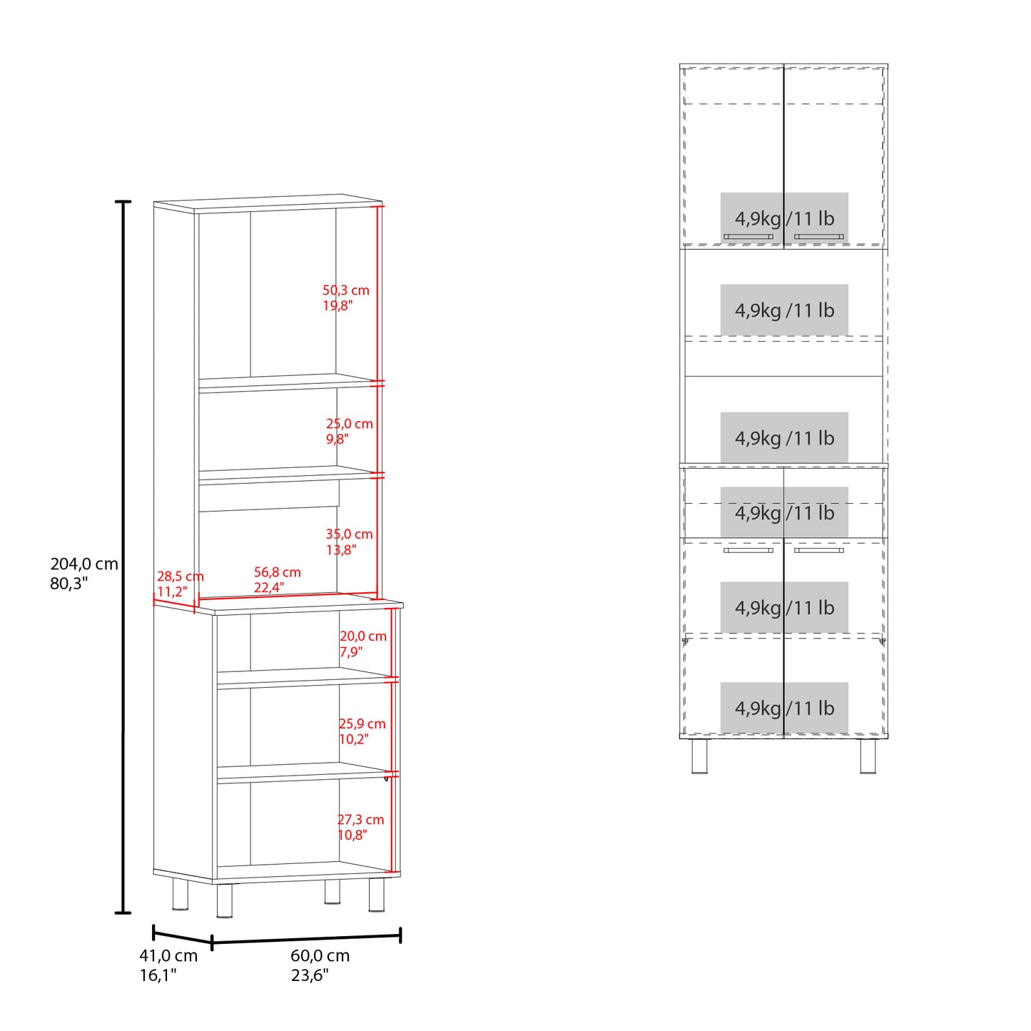 Mueble Alacena Otomo 204X60X41 Rta Wengue + Bardolino Zf