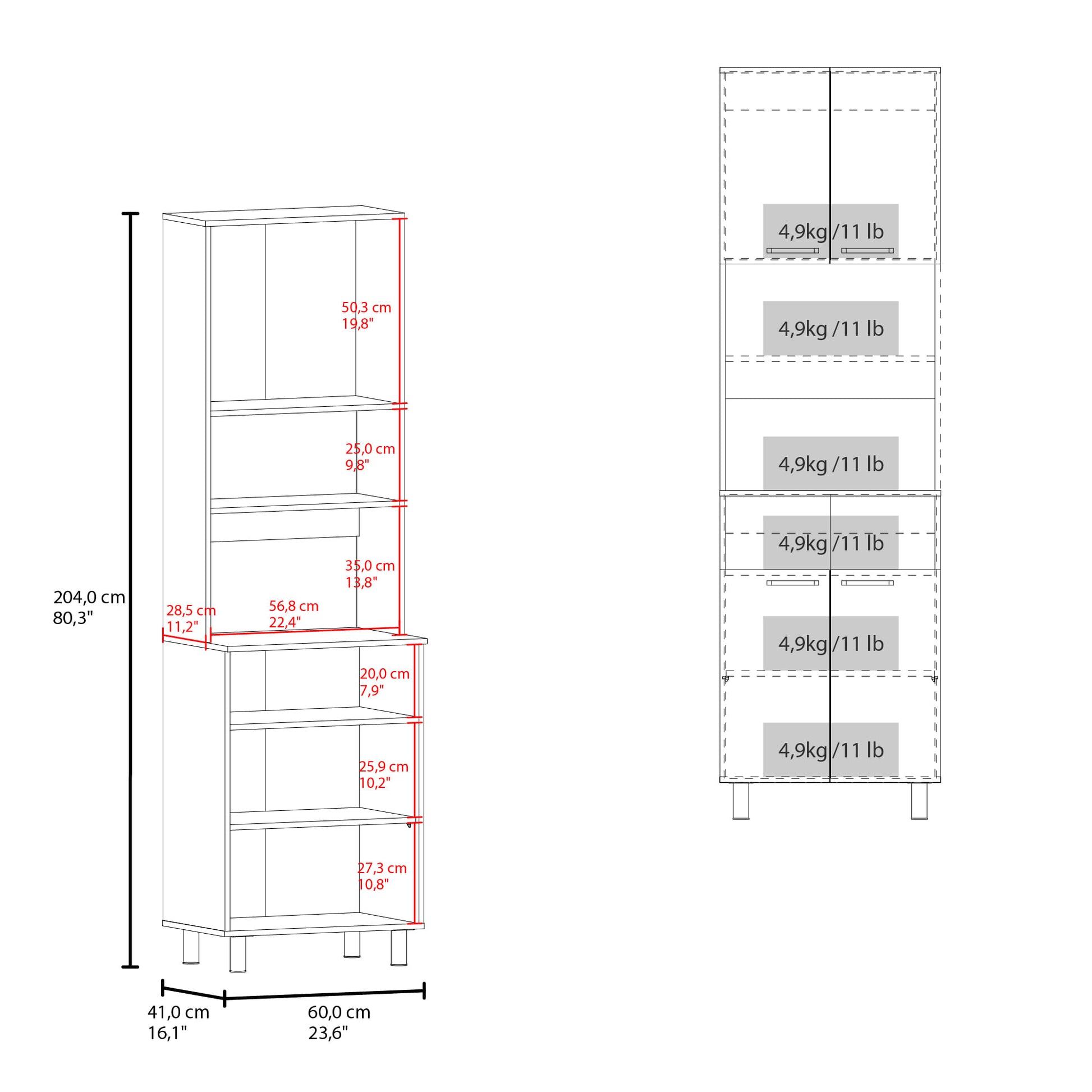Mueble Alacena Otomo 204X60X41 Rta Wengue + Bardolino Zf