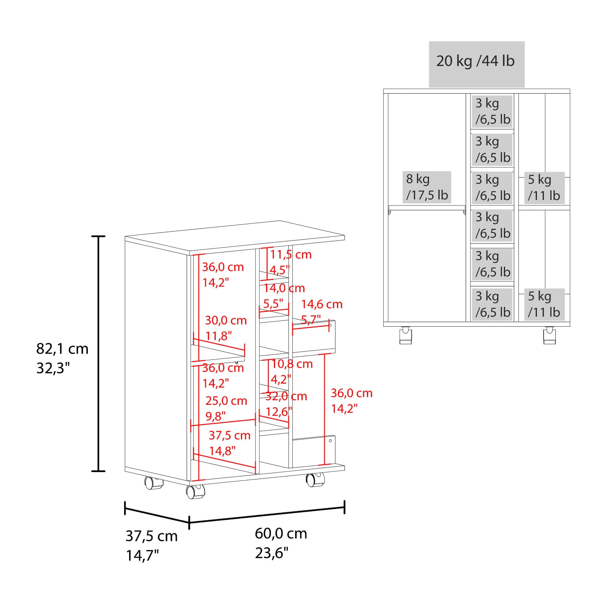 Carro Bar 81X60X37 Rta Azul Fresno Zf
