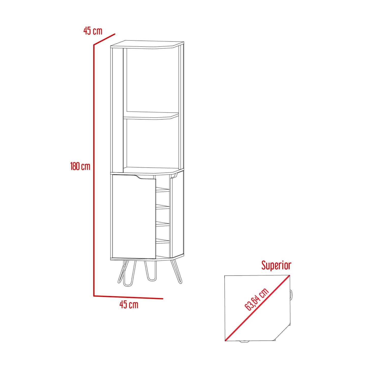 Bar Esquinero Audra 180 X 45 Rta Duna Wengue