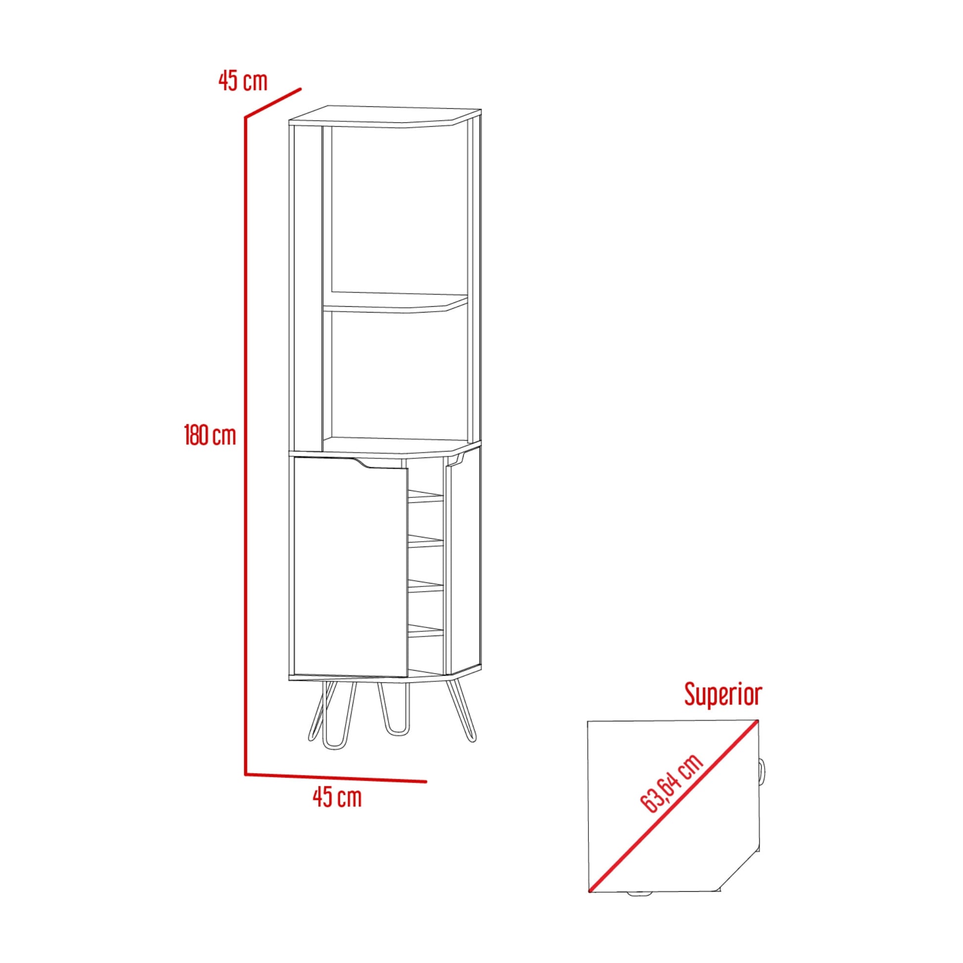 Bar Esquinero Audra 180 X 45 Rta Duna Wengue