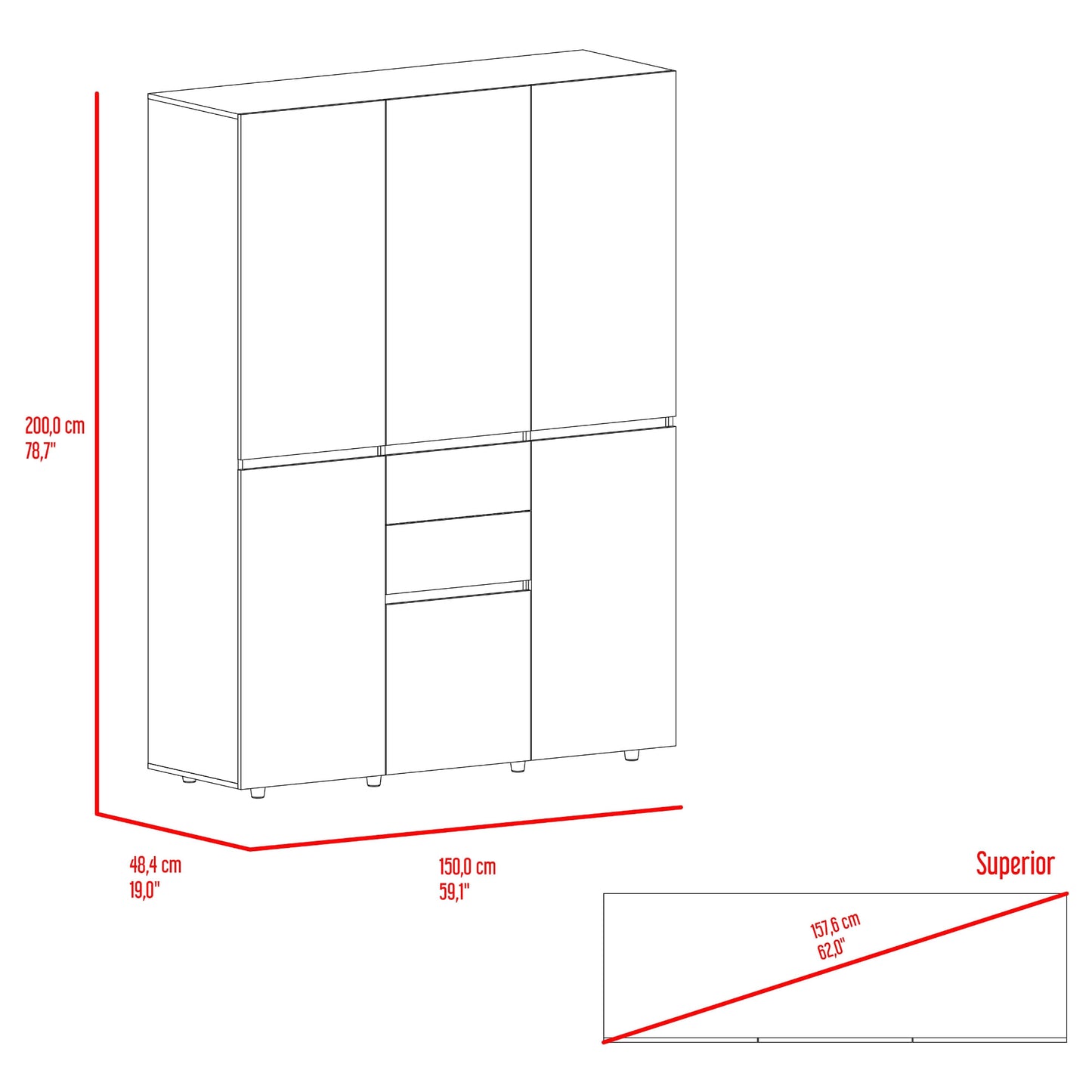 Closet Bea 200X150X48 Rta Nogal Wengue