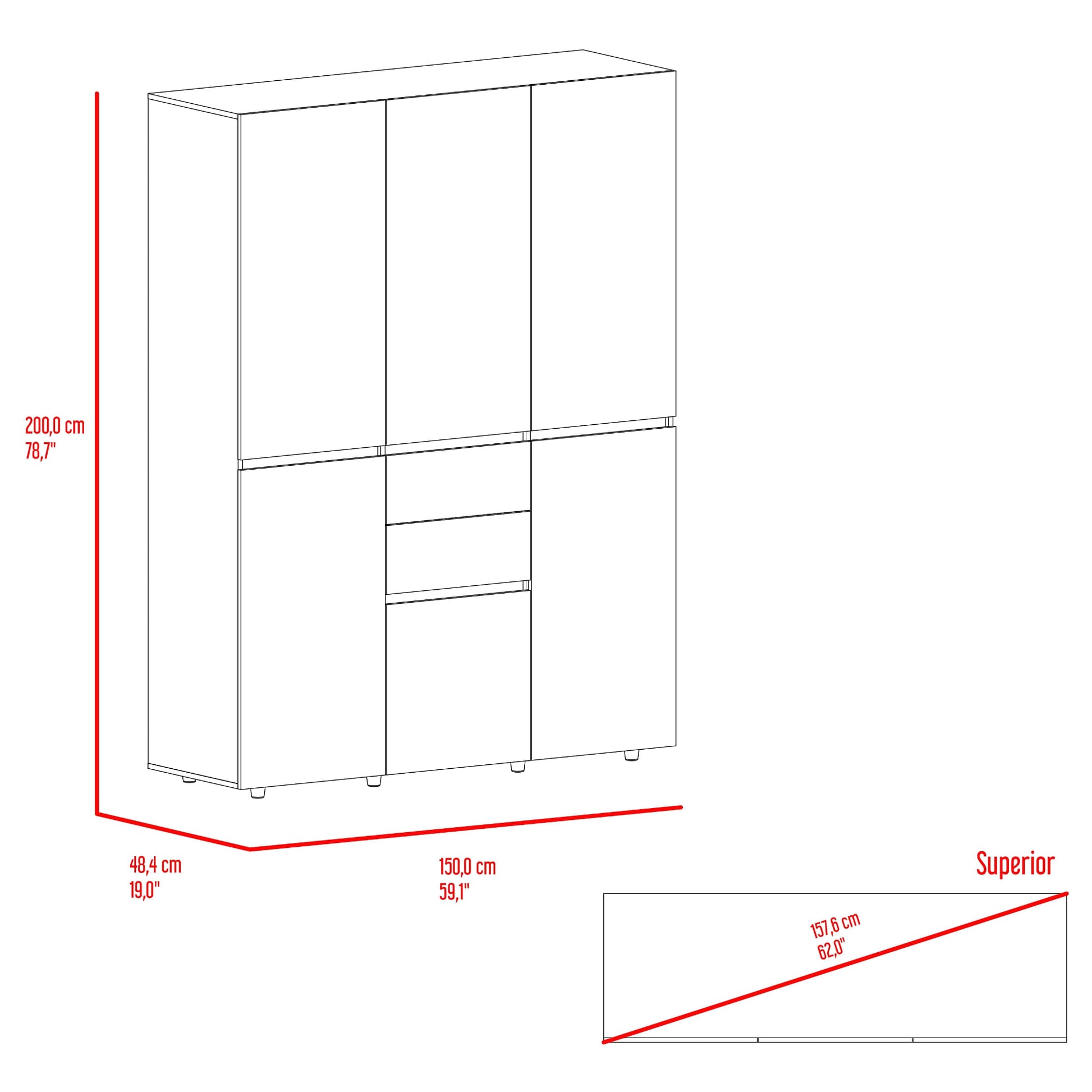 Closet Bea 200X150X48 Rta Nogal Wengue