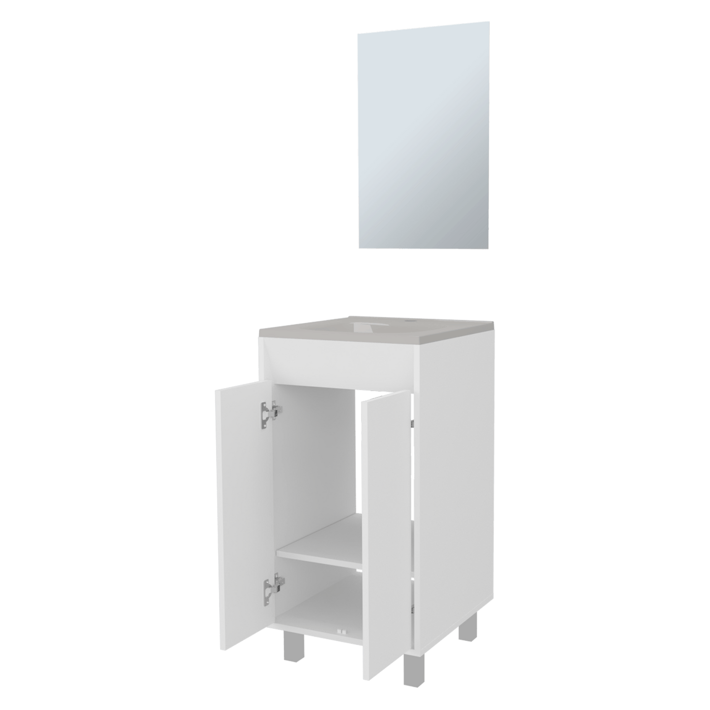 Set Mueble De Baño Brandy + Espejo 84X45X45 Rta Bolonia Blanco Mqz Zf