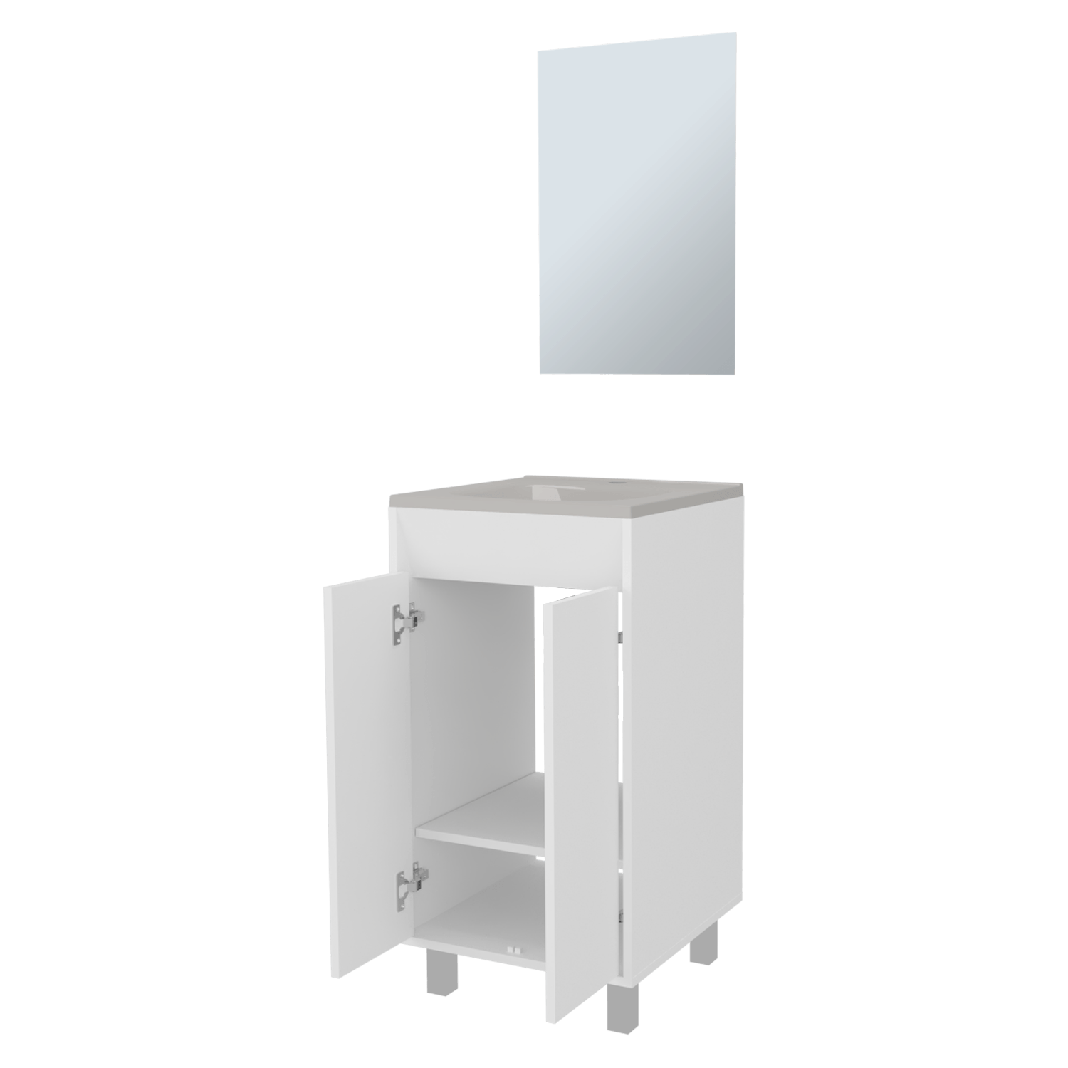 Set Mueble De Baño Brandy + Espejo 84X45X45 Rta Bolonia Blanco Mqz Zf